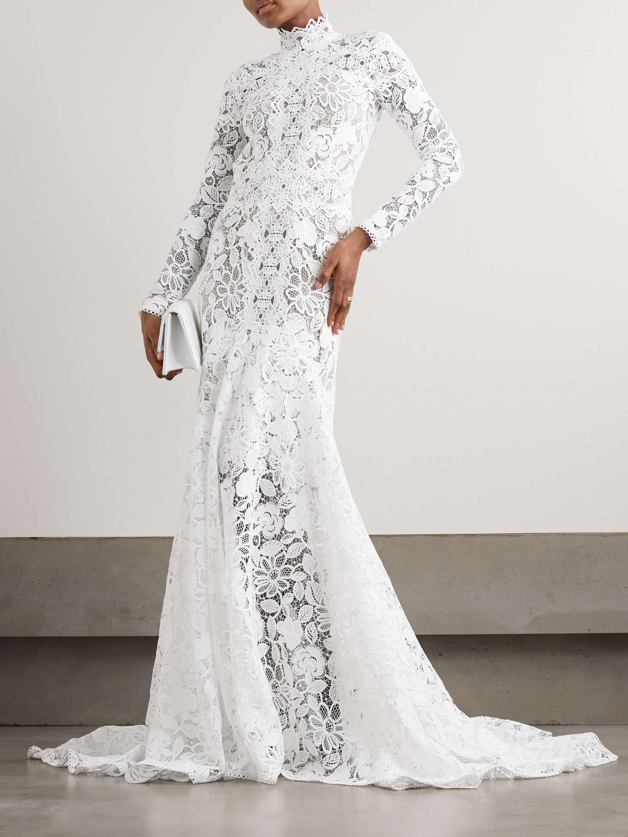 Alessa cutout corded lace and tulle turtleneck gown view