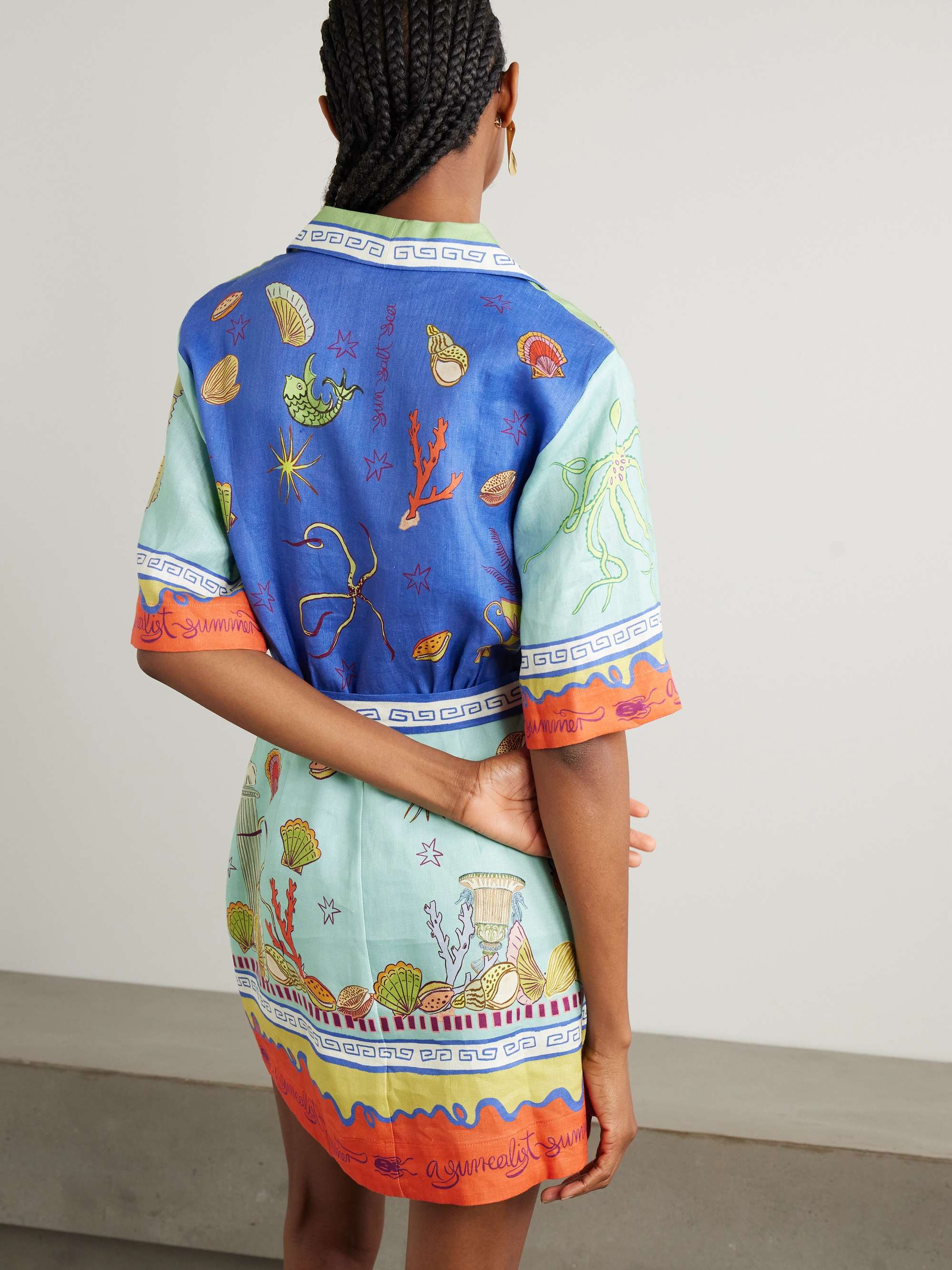 +  Sam Pauletto Surrealist Summer belted printed linen mini dress view