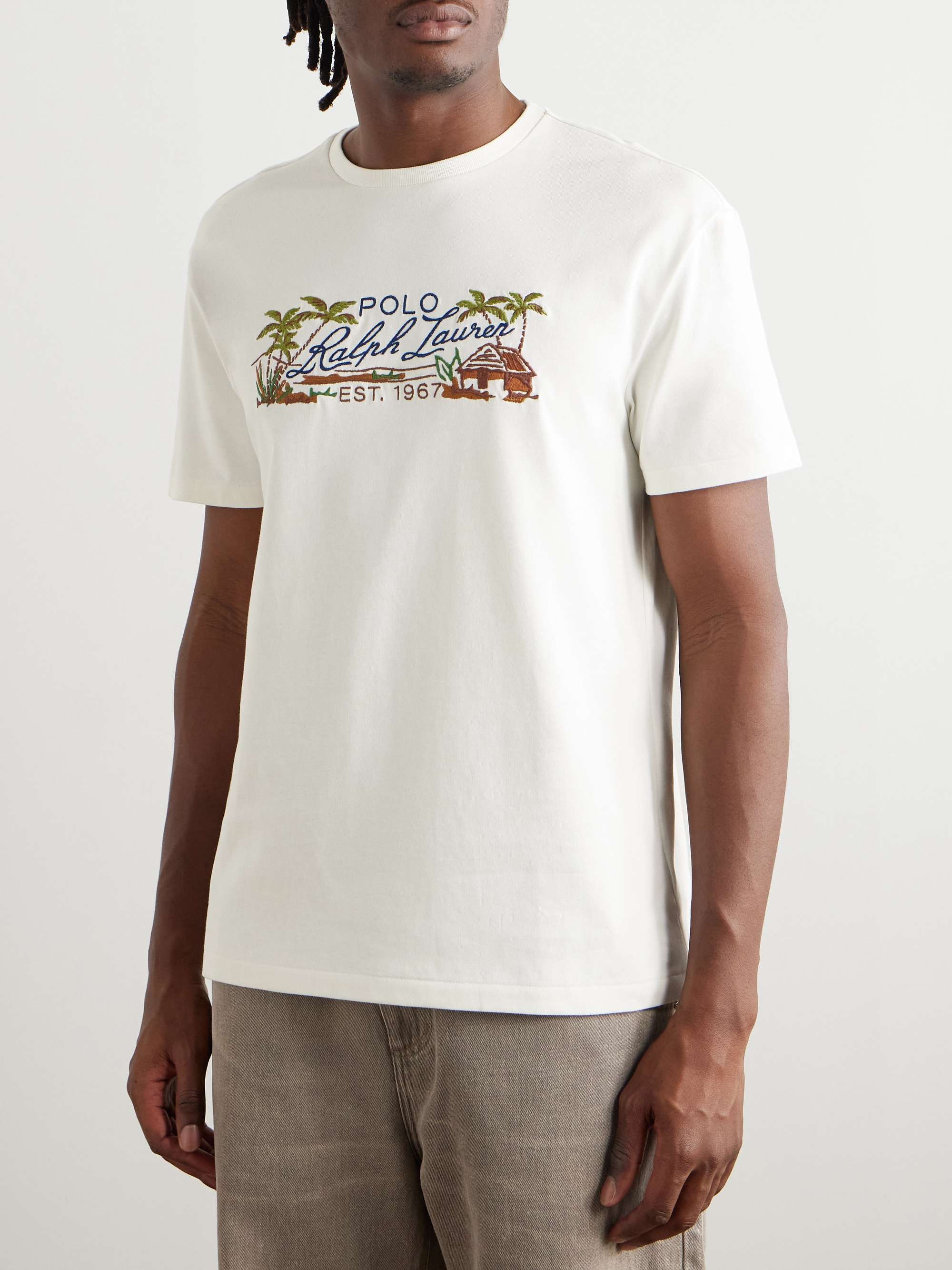 Logo-Embroidered Cotton-Poplin T-Shirt view