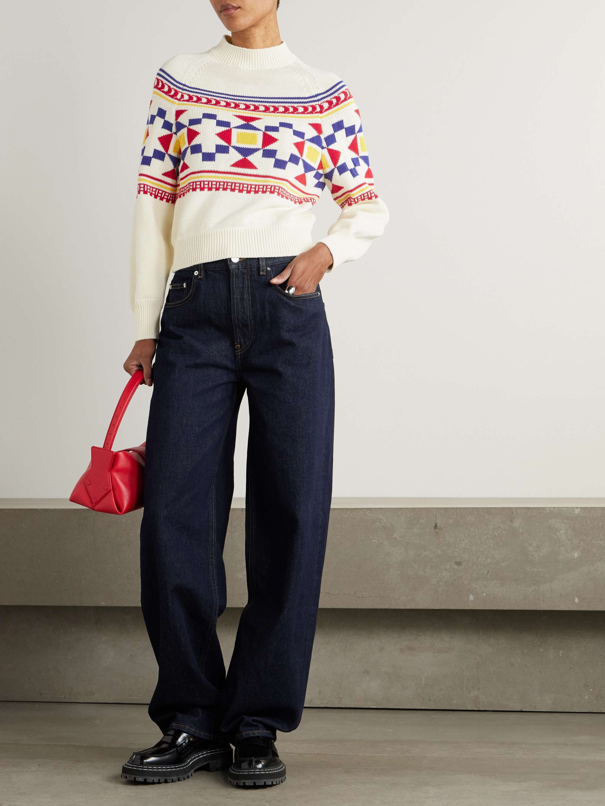 Lara intarsia-knit cotton-blend sweater view