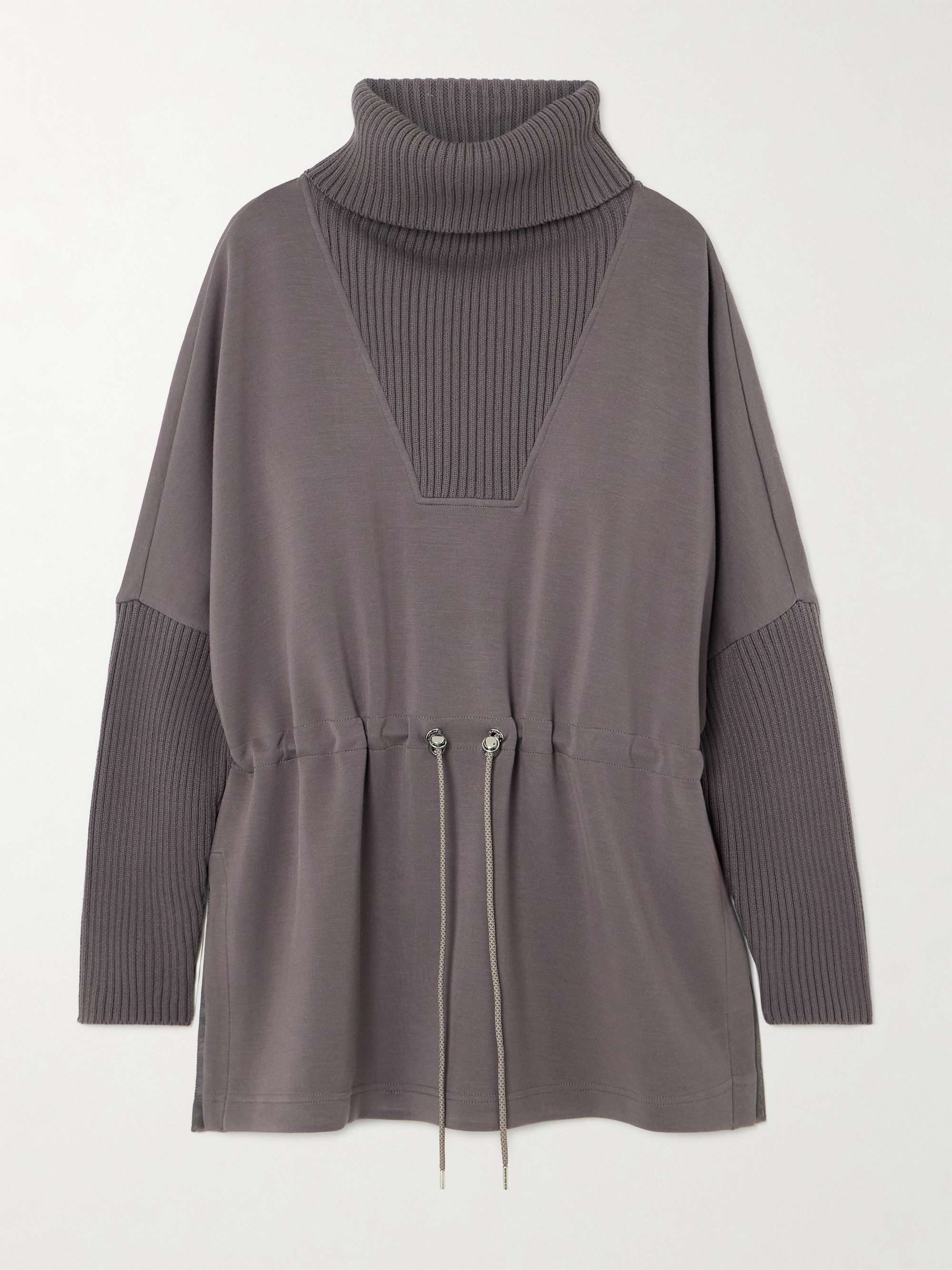 Suffolk ribbed-knit and DoubleSoft® jersey turtleneck sweatshirt hero visual