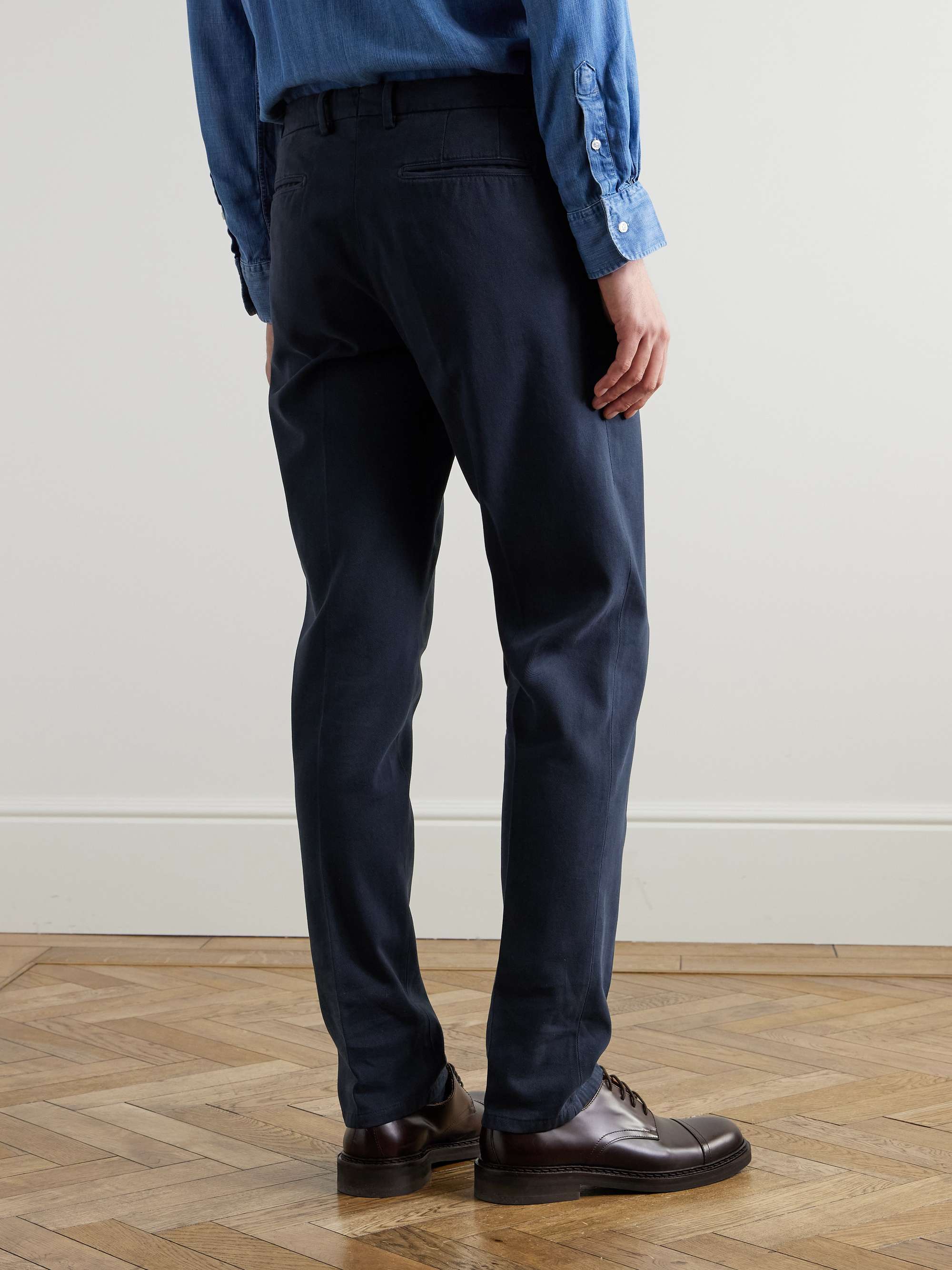 Straight-Leg Pleated Garment-Dyed Cotton-Blend Corduroy Suit Trousers view