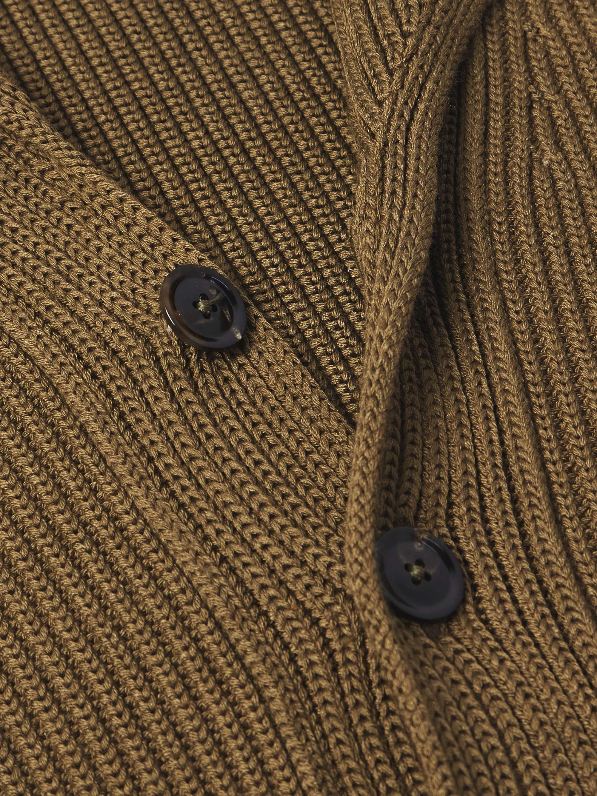 Shawl-Collar Ribbed Silk and Wool-Blend Cardigan view