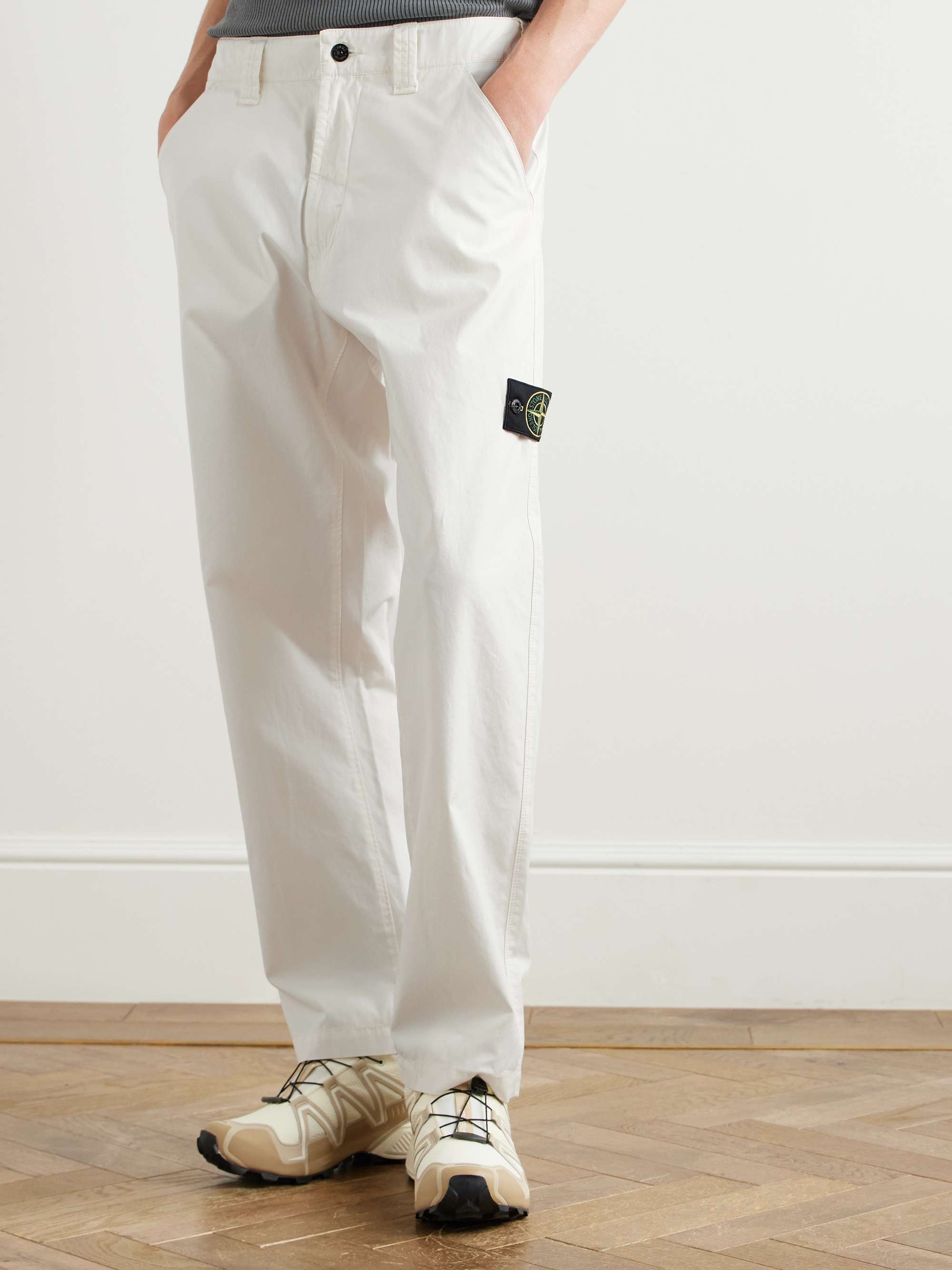 Straight-Leg Logo-Appliquéd Supima Cotton-Canvas Trousers view