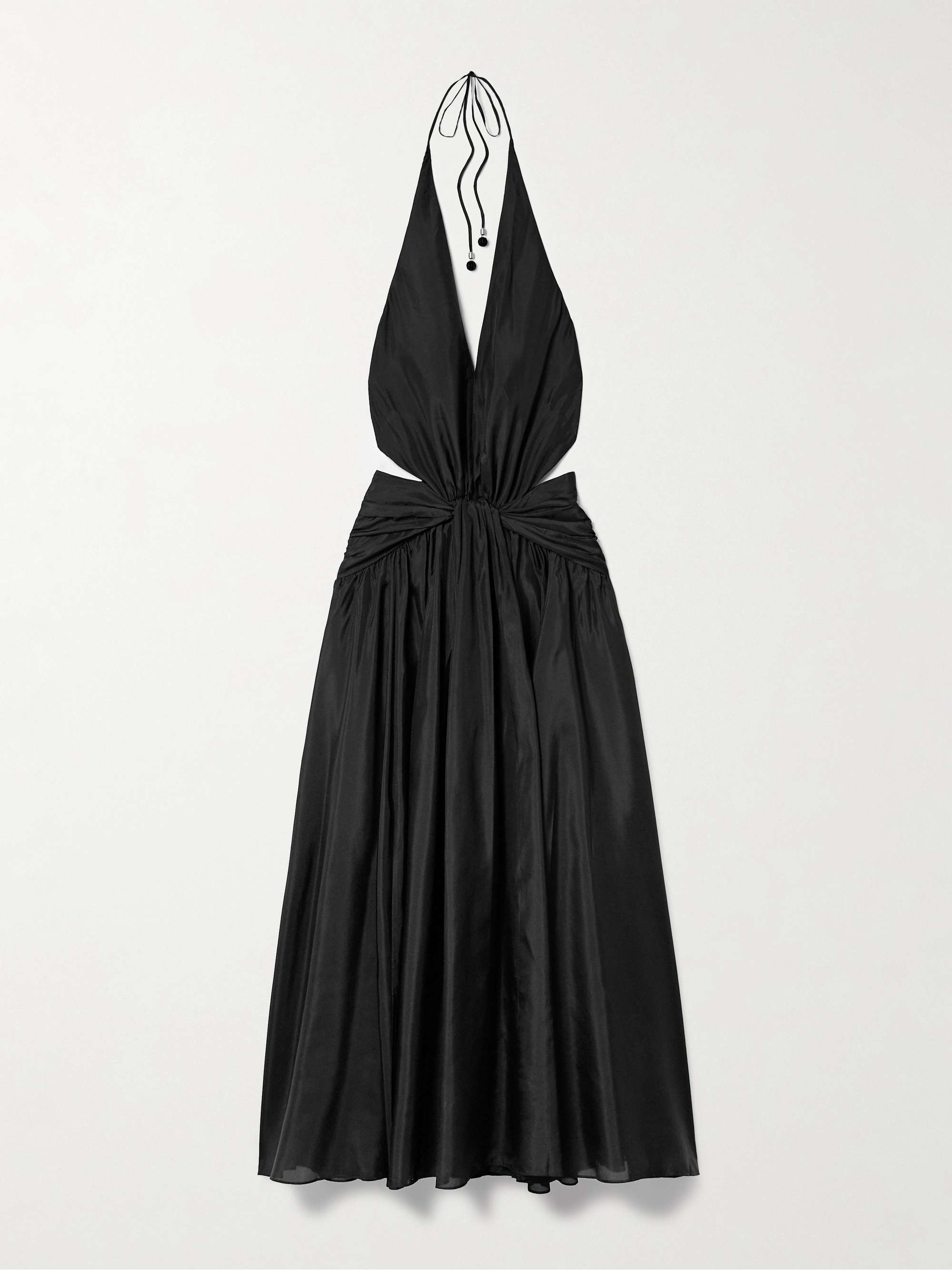 Rhiannon open-back draped organic silk halterneck maxi dress hero visual