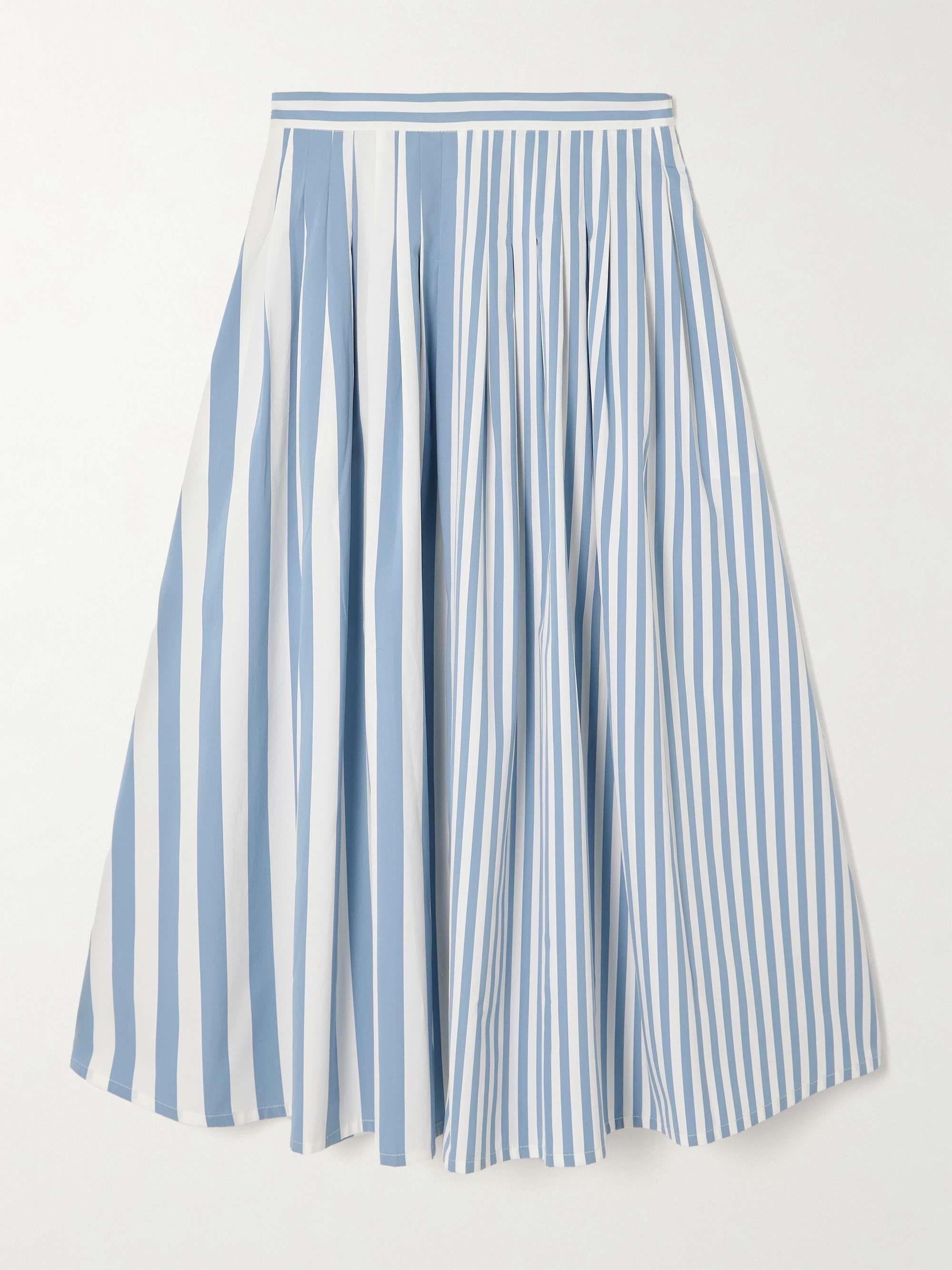 Zazou pleated striped cotton-poplin midi skirt hero visual