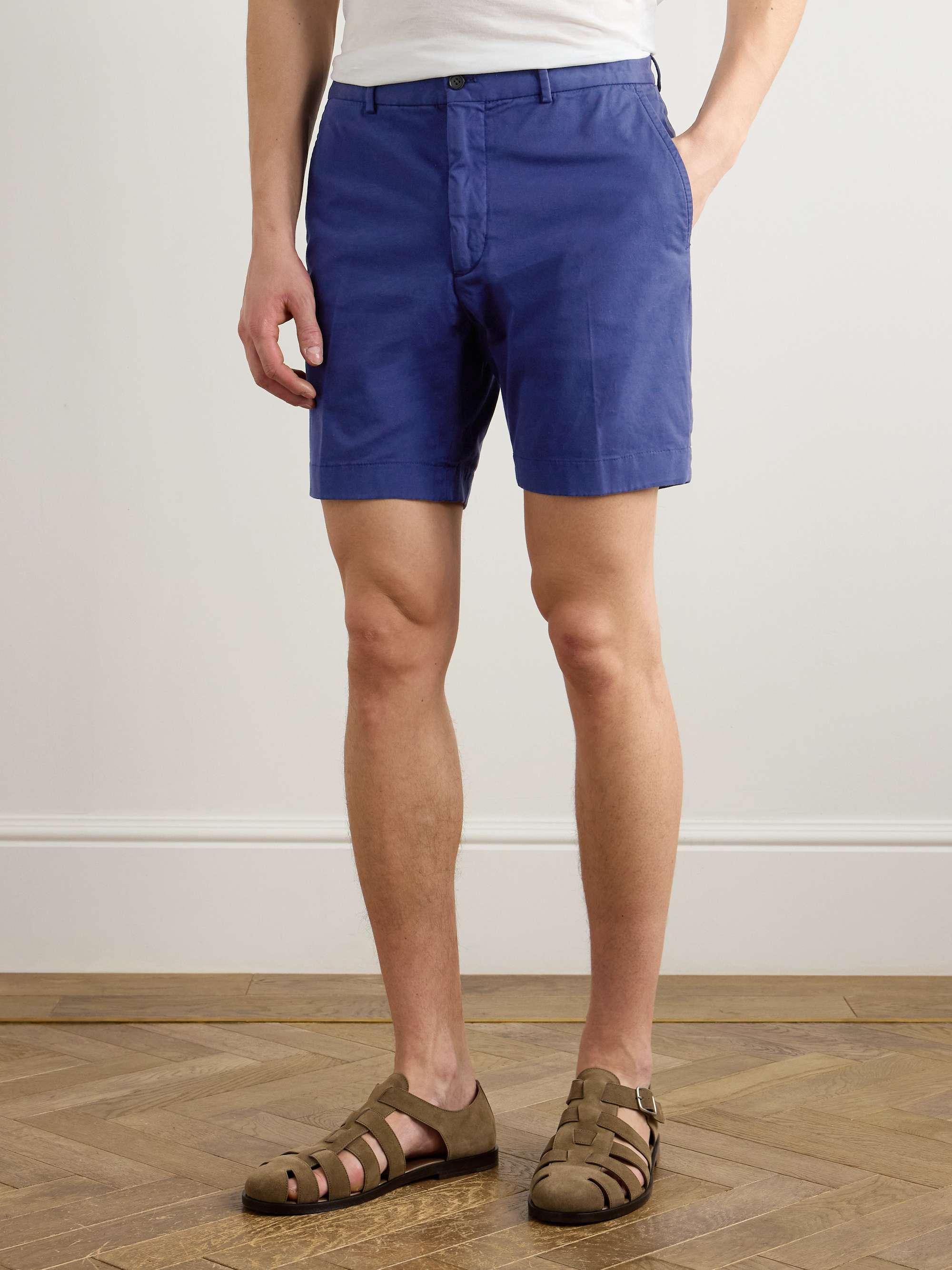Slim-Fit Straight-Leg Garment-Dyed Cotton-Blend Twill Shorts view