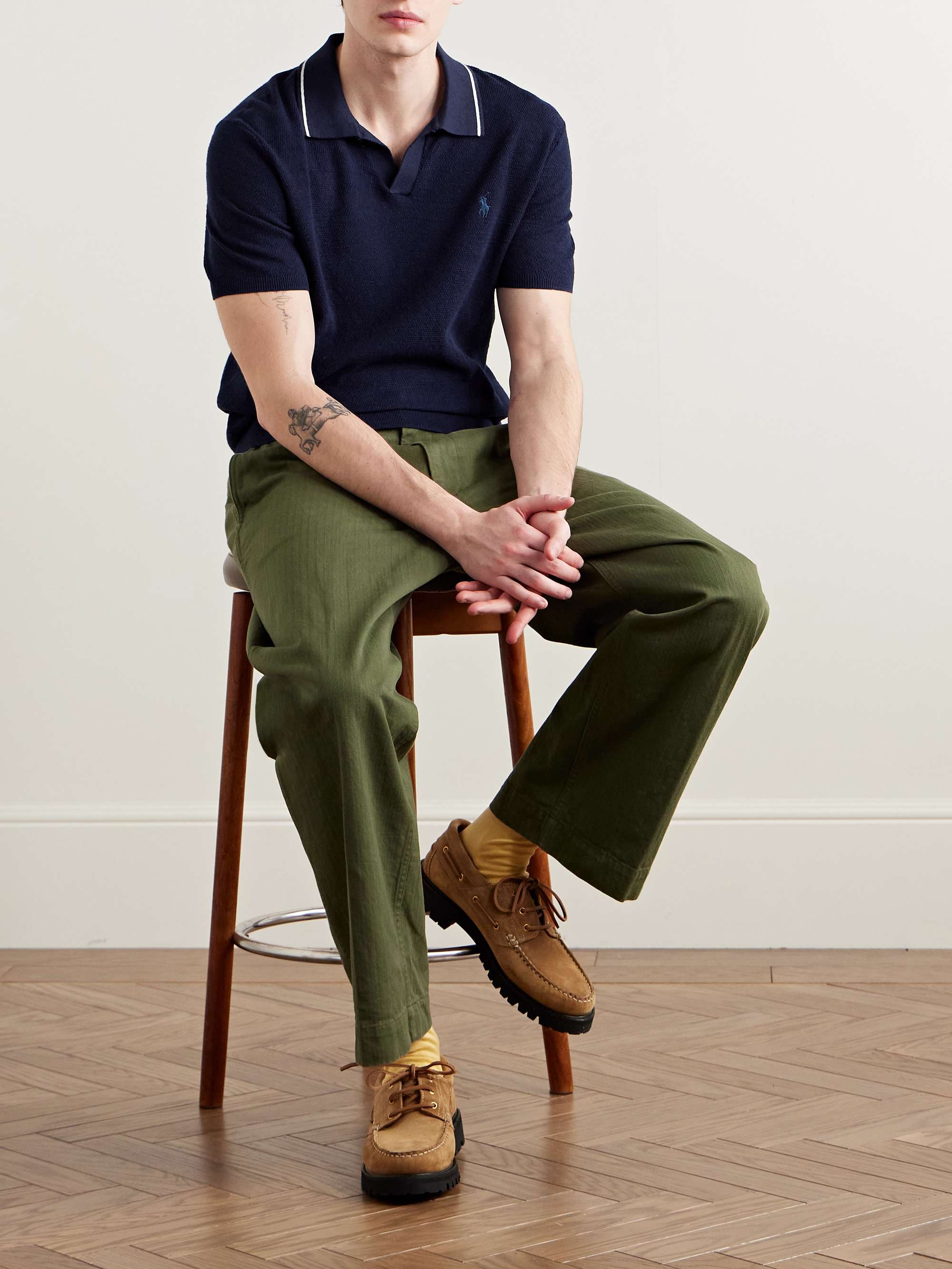 Johnny Cotton and Linen-Blend Piqué Polo Shirt view
