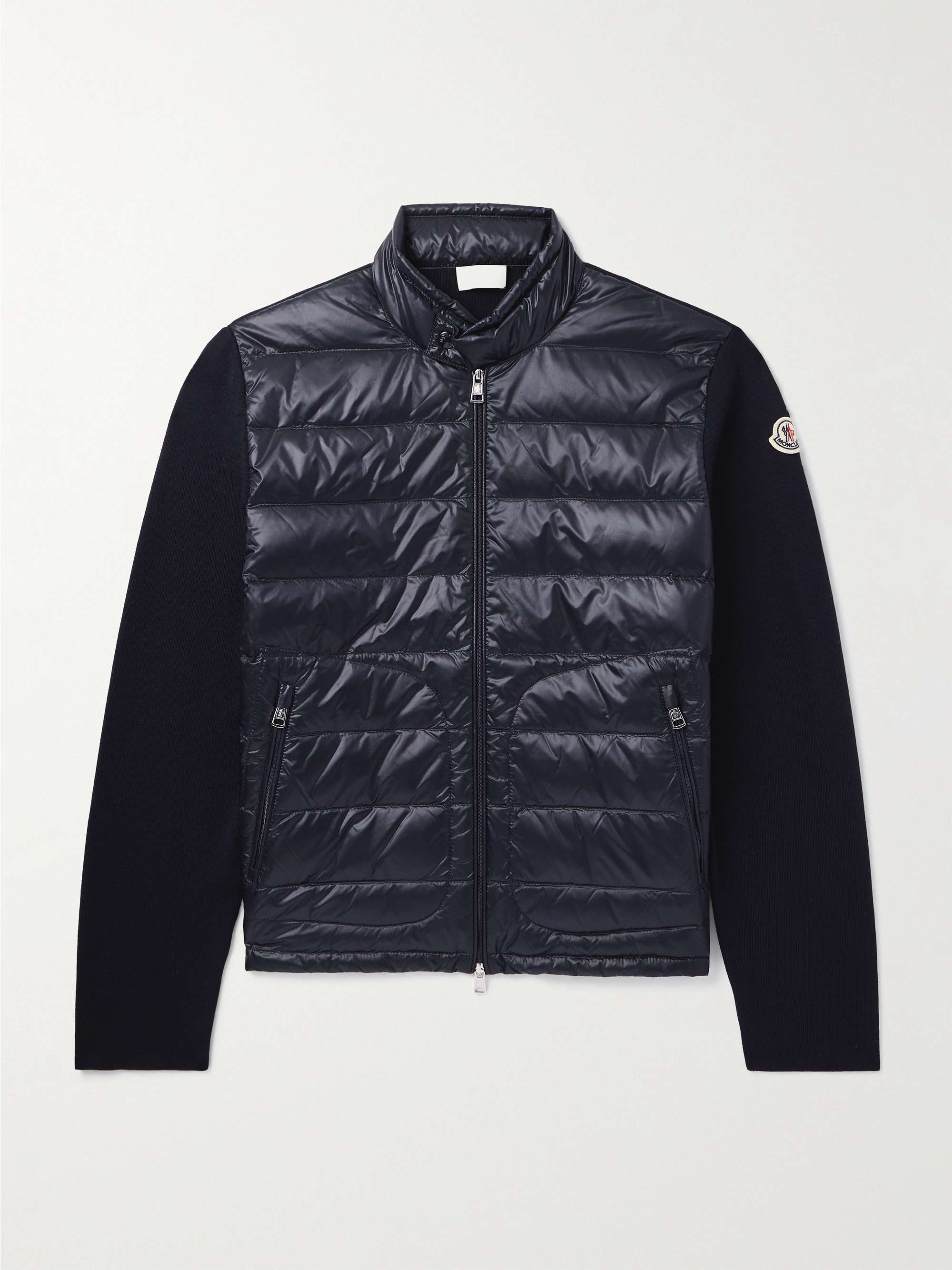 Slim-Fit Logo-Appliquéd Quilted Nylon-Panelled Wool Down Cardigan hero visual