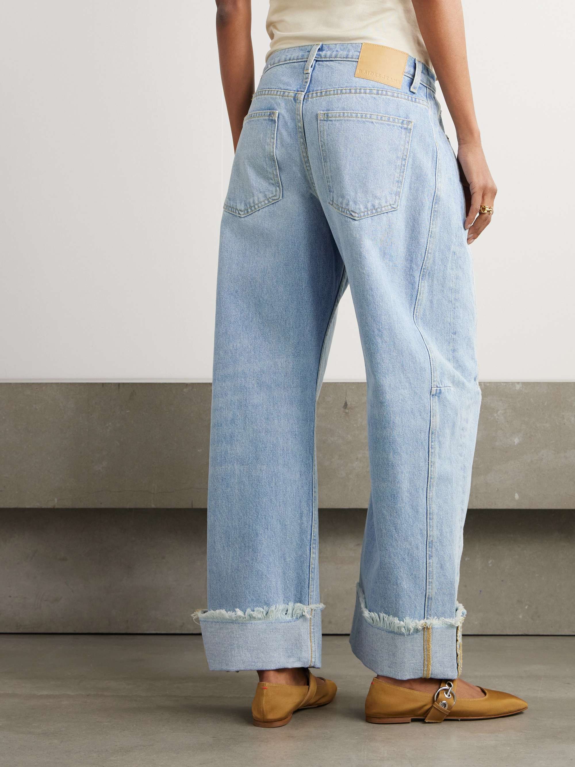 Relaxed Cuffed Lasso frayed paneled mid-rise wide-leg jeans view