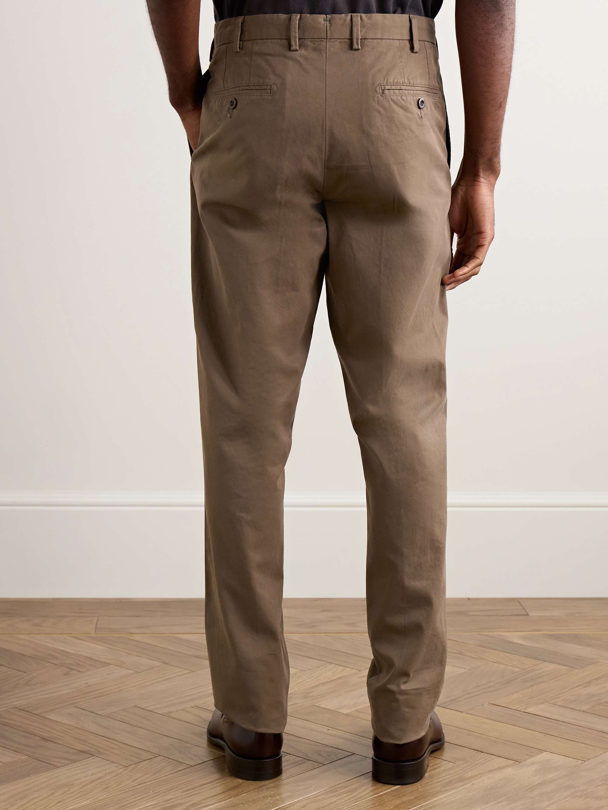 Slim-Fit Straight-Leg Garment-Dyed Cotton-Twill Trousers view