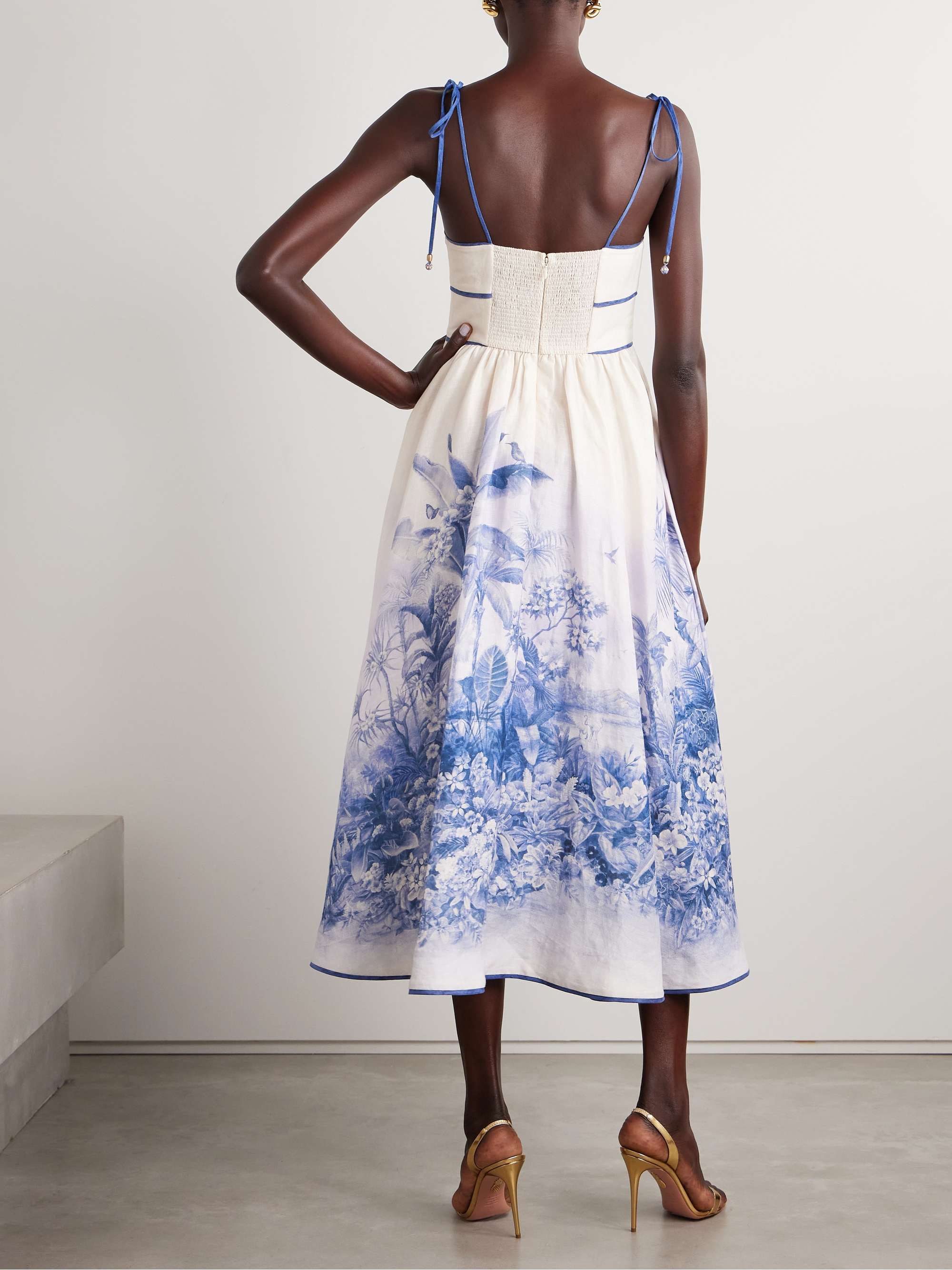 Wylie shirred printed linen midi dress view