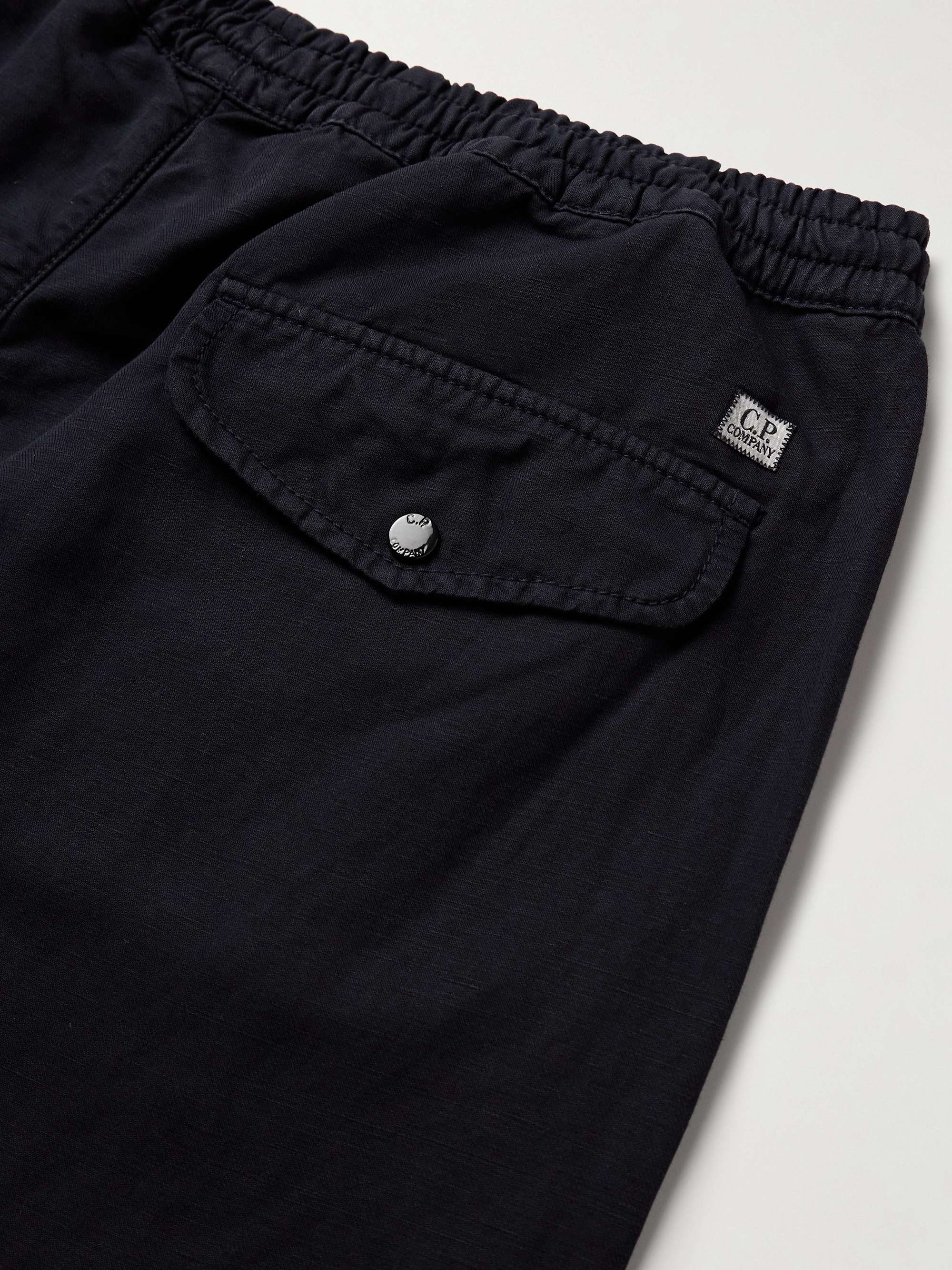 Straight-Leg Logo-Appliquéd Cotton and Linen-Blend Cargo Trousers view