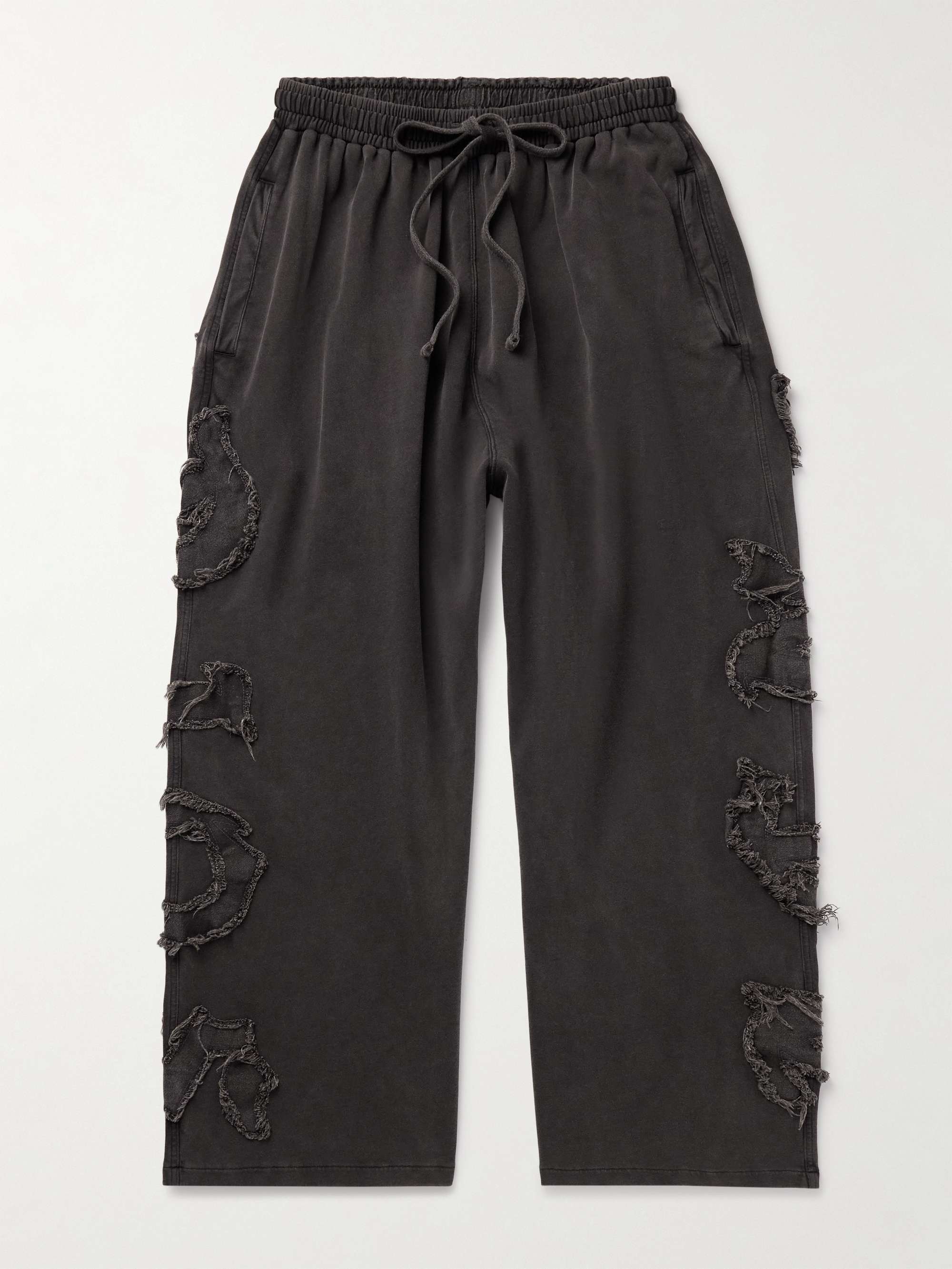 Prowser Wide-Leg Distressed Appliquéd Cotton-Jersey Sweatpants hero visual
