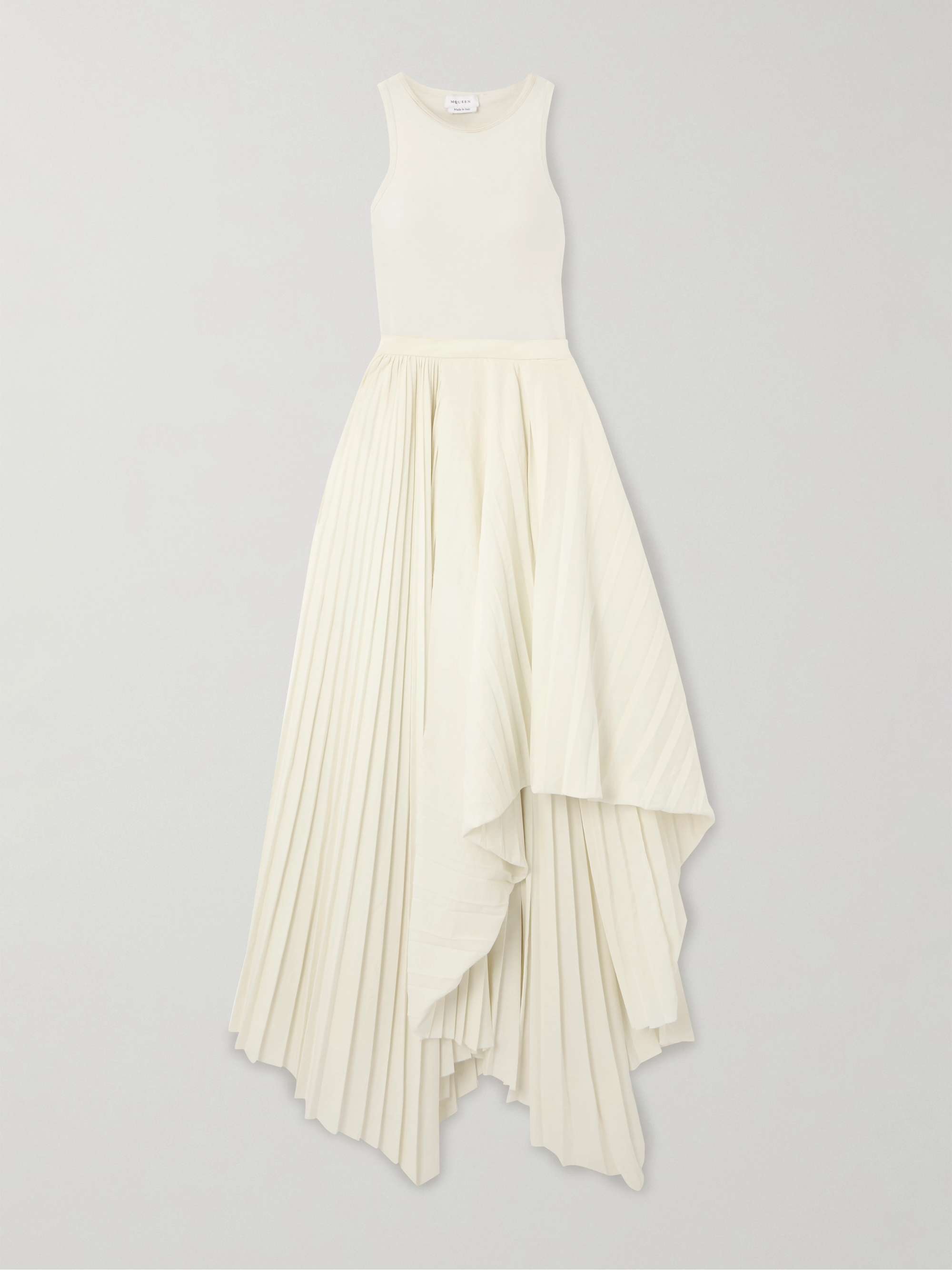 Asymmetric cotton-jersey and pleated poplin dress hero visual