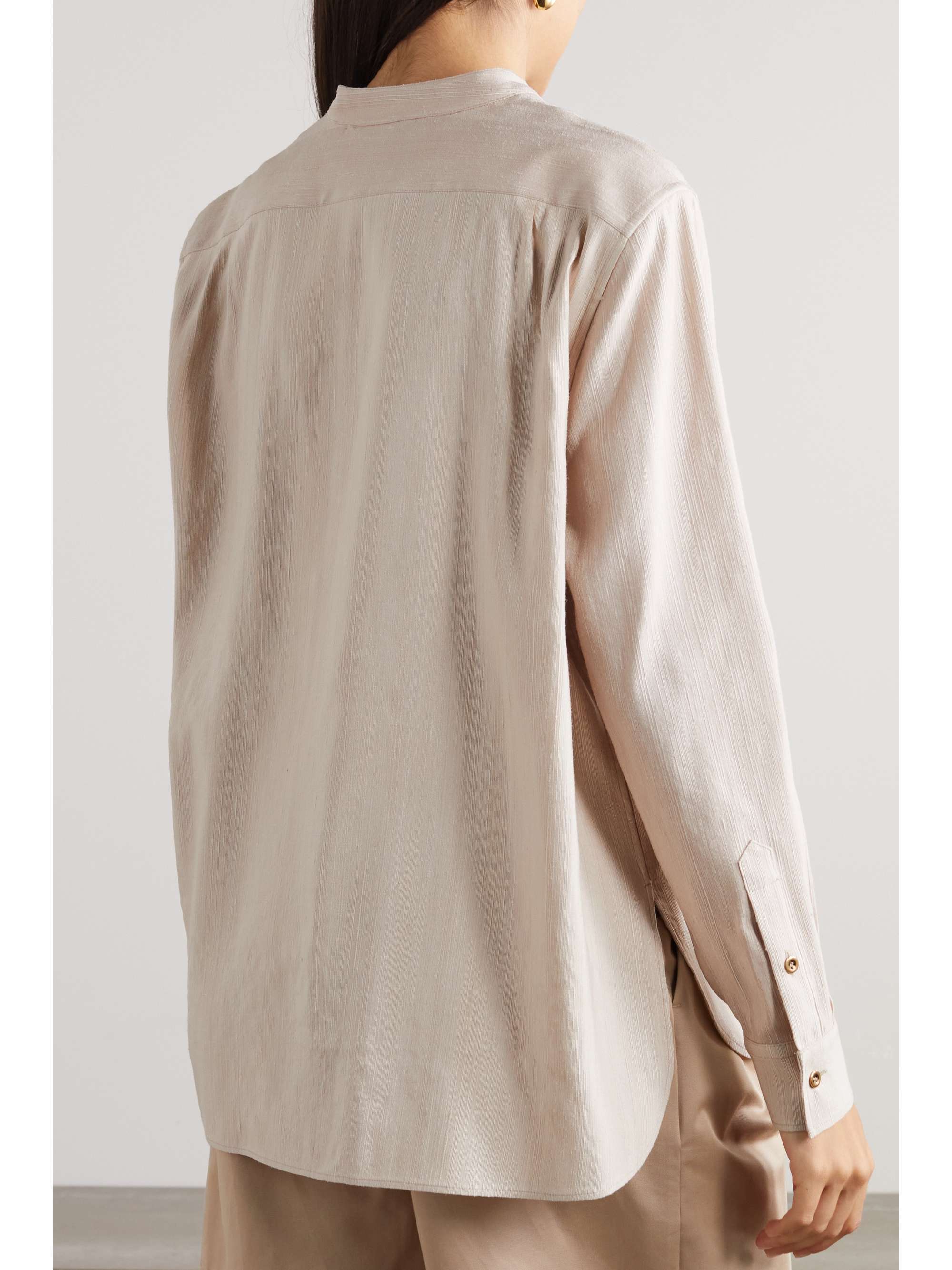 Jalia pintucked crinkled-silk blouse view