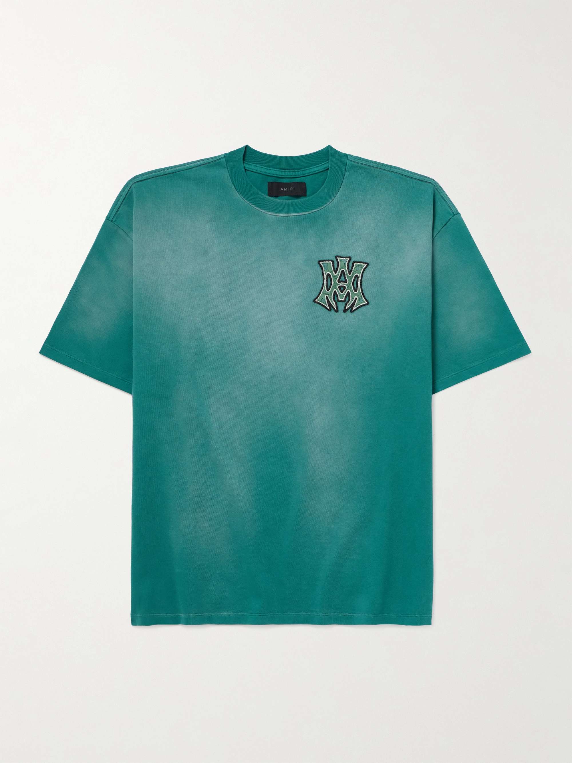 Logo-Appliquéd Distressed Cotton-Blend Jersey T-Shirt hero visual