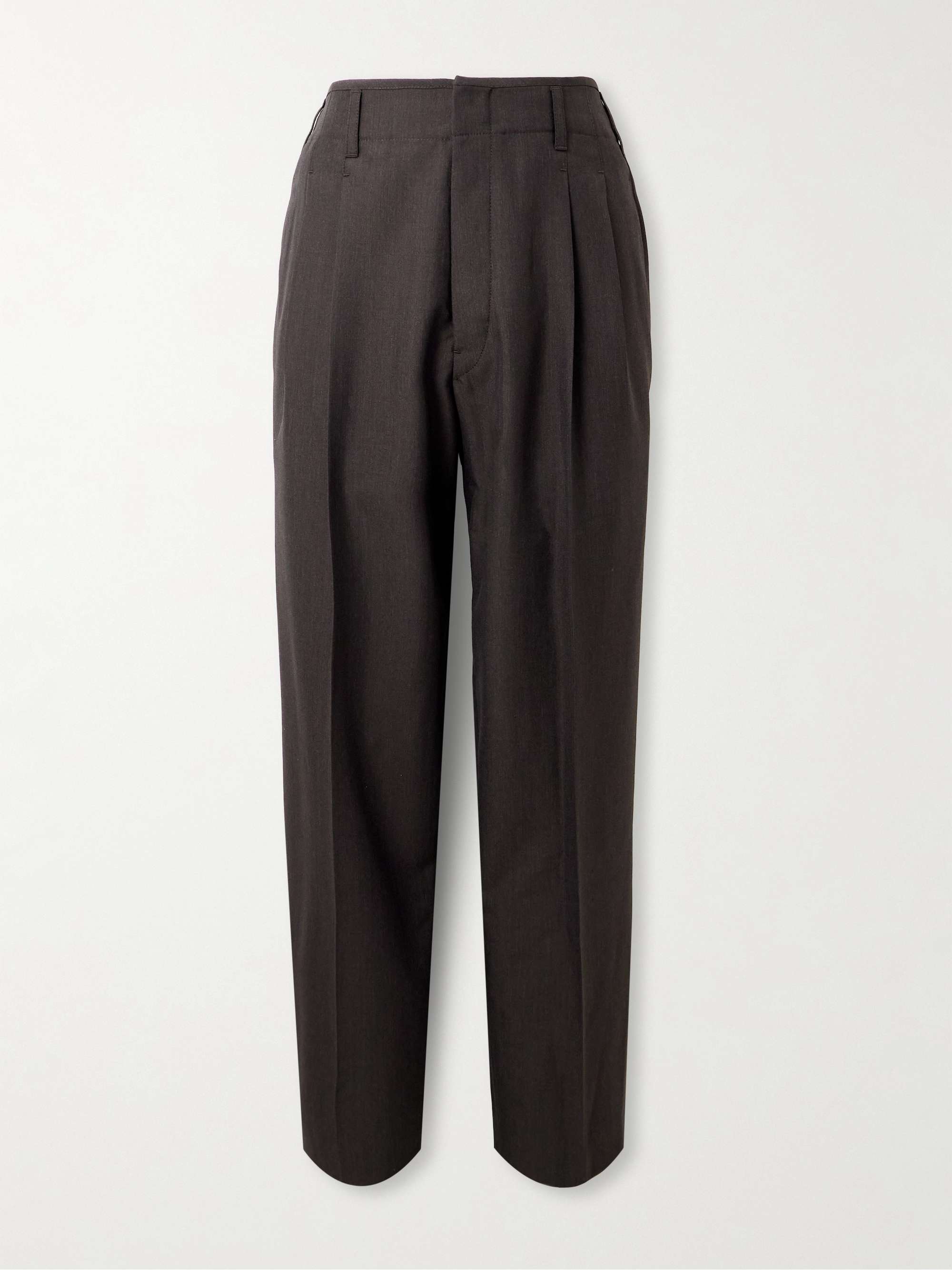 Straight-Leg Pleated Tropical Twill Trousers hero visual