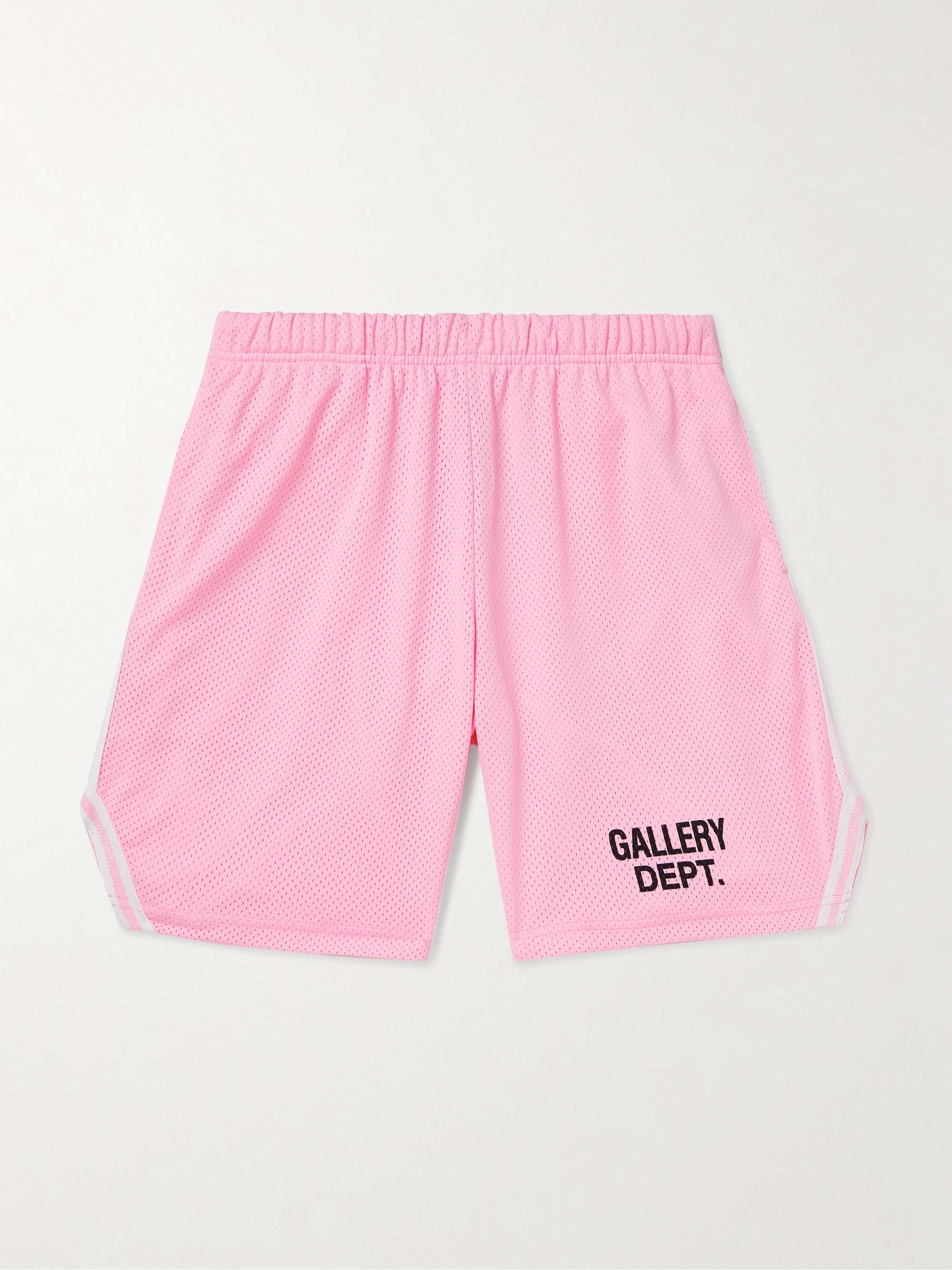 Venice Court Wide-Leg Logo-Print Webbing-Trimmed Mesh Shorts hero visual