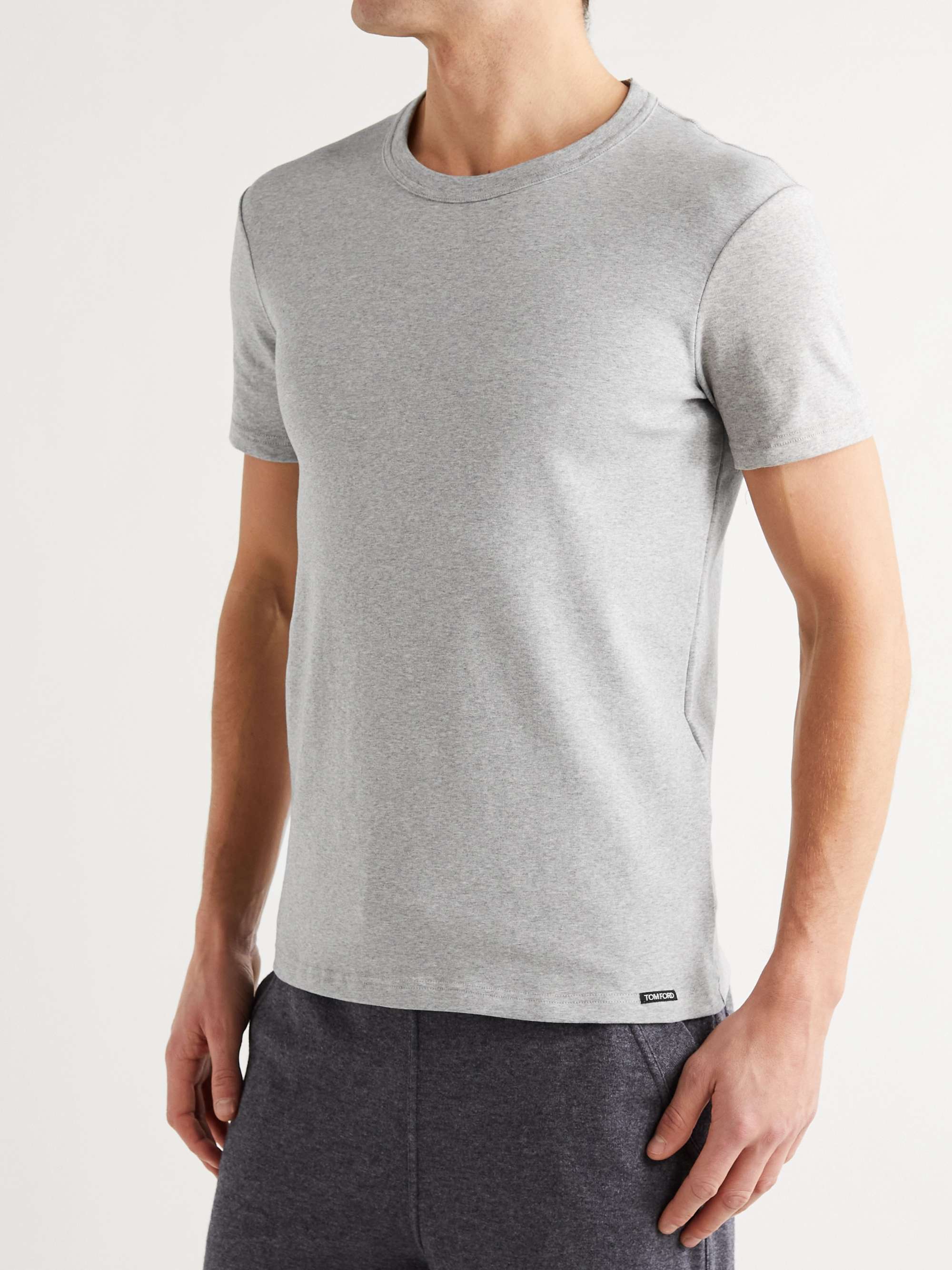 Slim-Fit Mélange Stretch-Cotton Jersey T-Shirt view