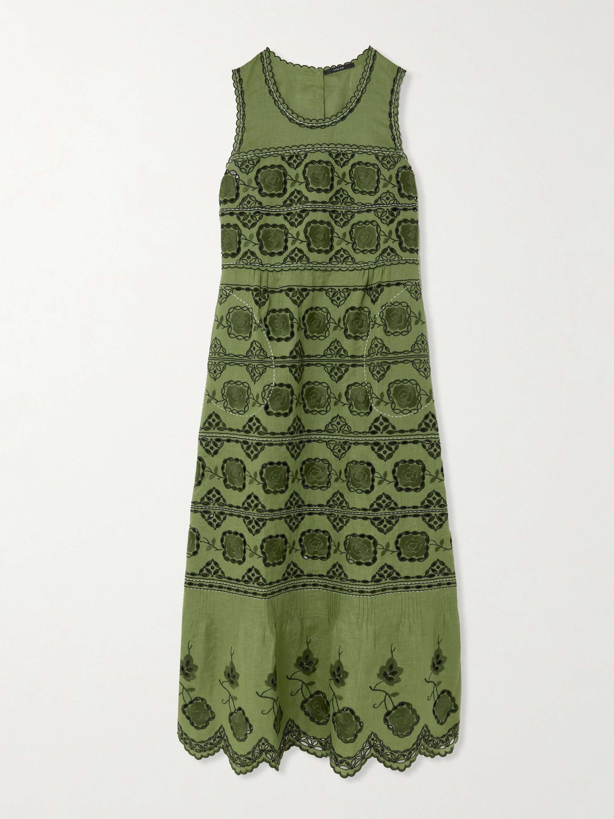 Grace scalloped broderie anglaise linen maxi dress hero visual