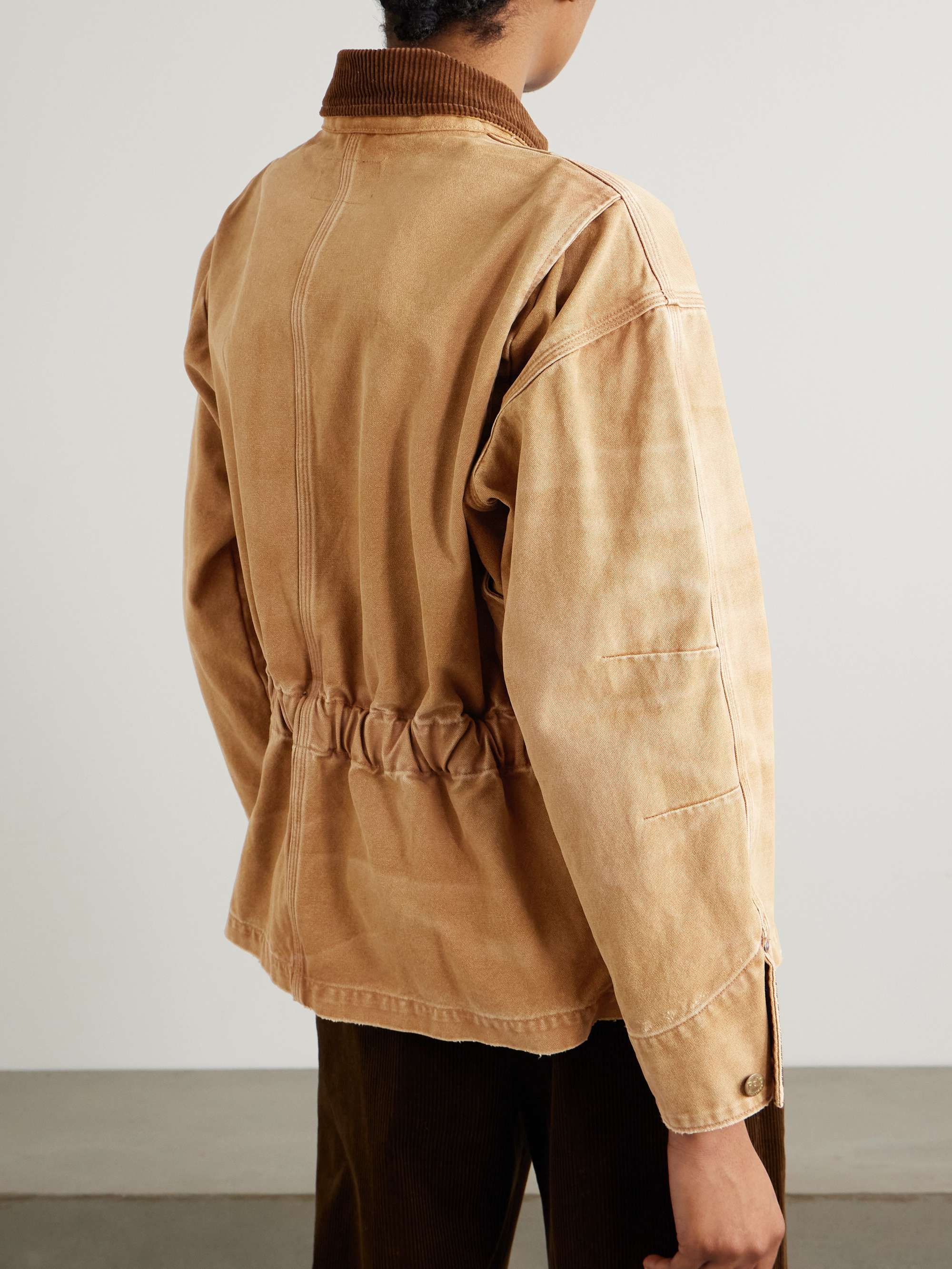 Appliquéd corduroy-trimmed cotton-canvas jacket view