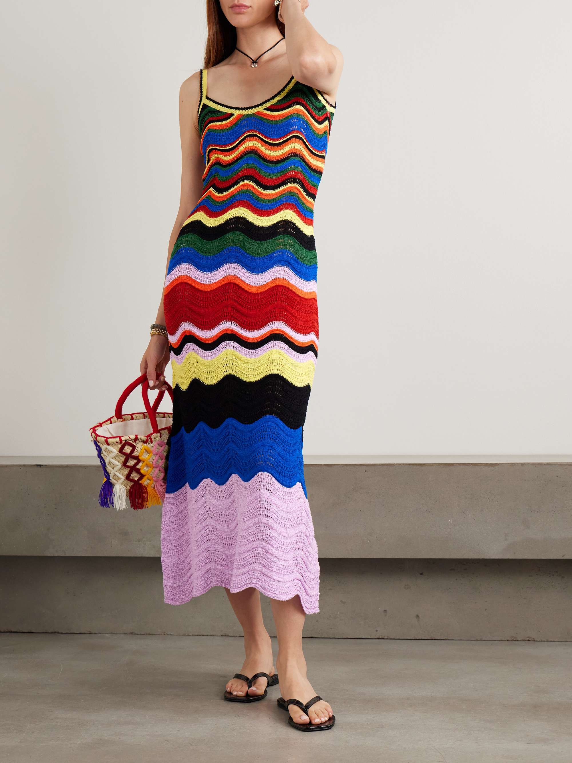 Striped crocheted cotton maxi dress view