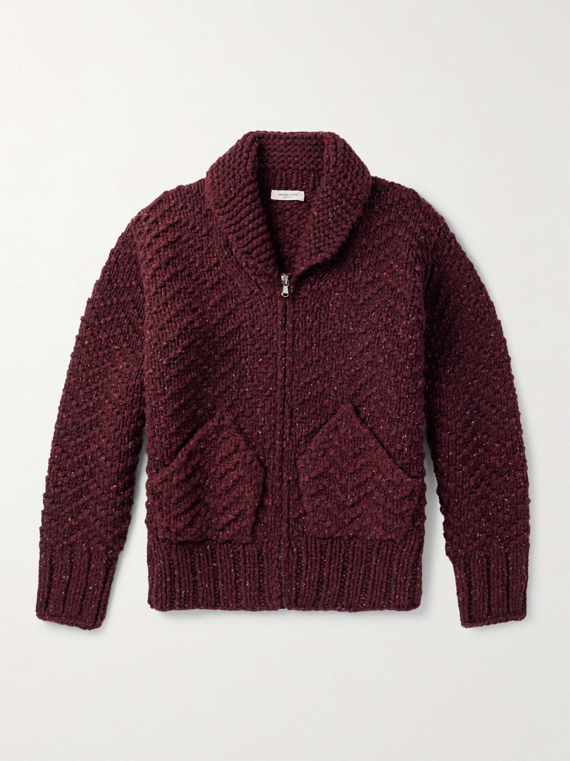 Shawl-Collar Merino Wool Zip-Up Cardigan hero visual