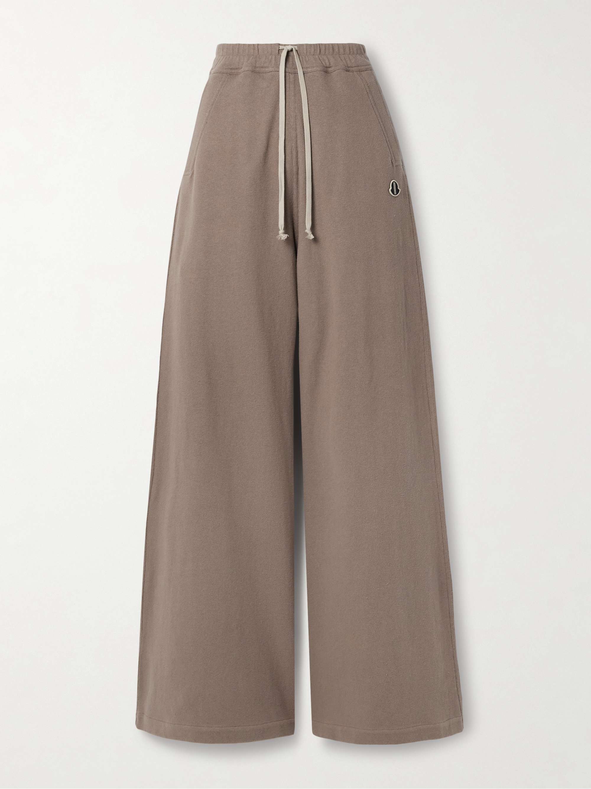 + Moncler Belas appliquéd cotton-jersey wide-leg track pants hero visual