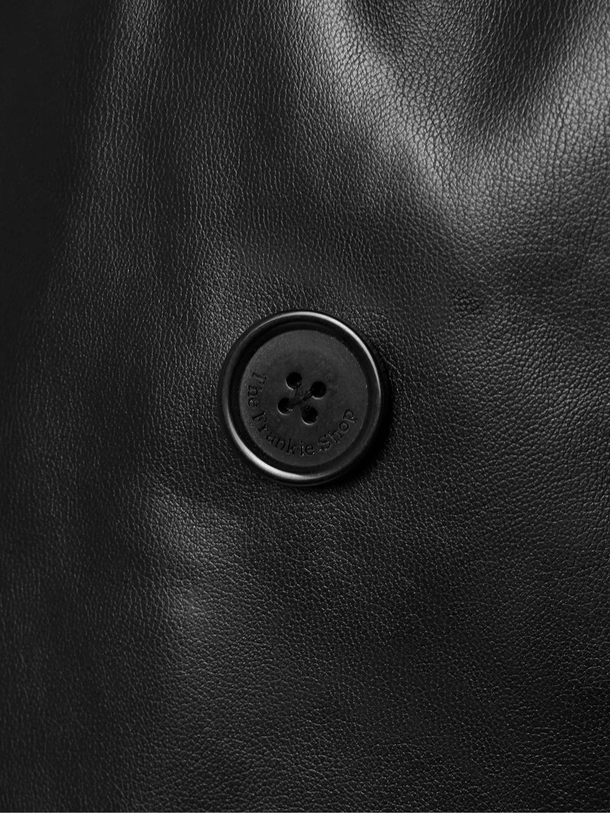 Tina belted double-breasted faux leather trench coat view