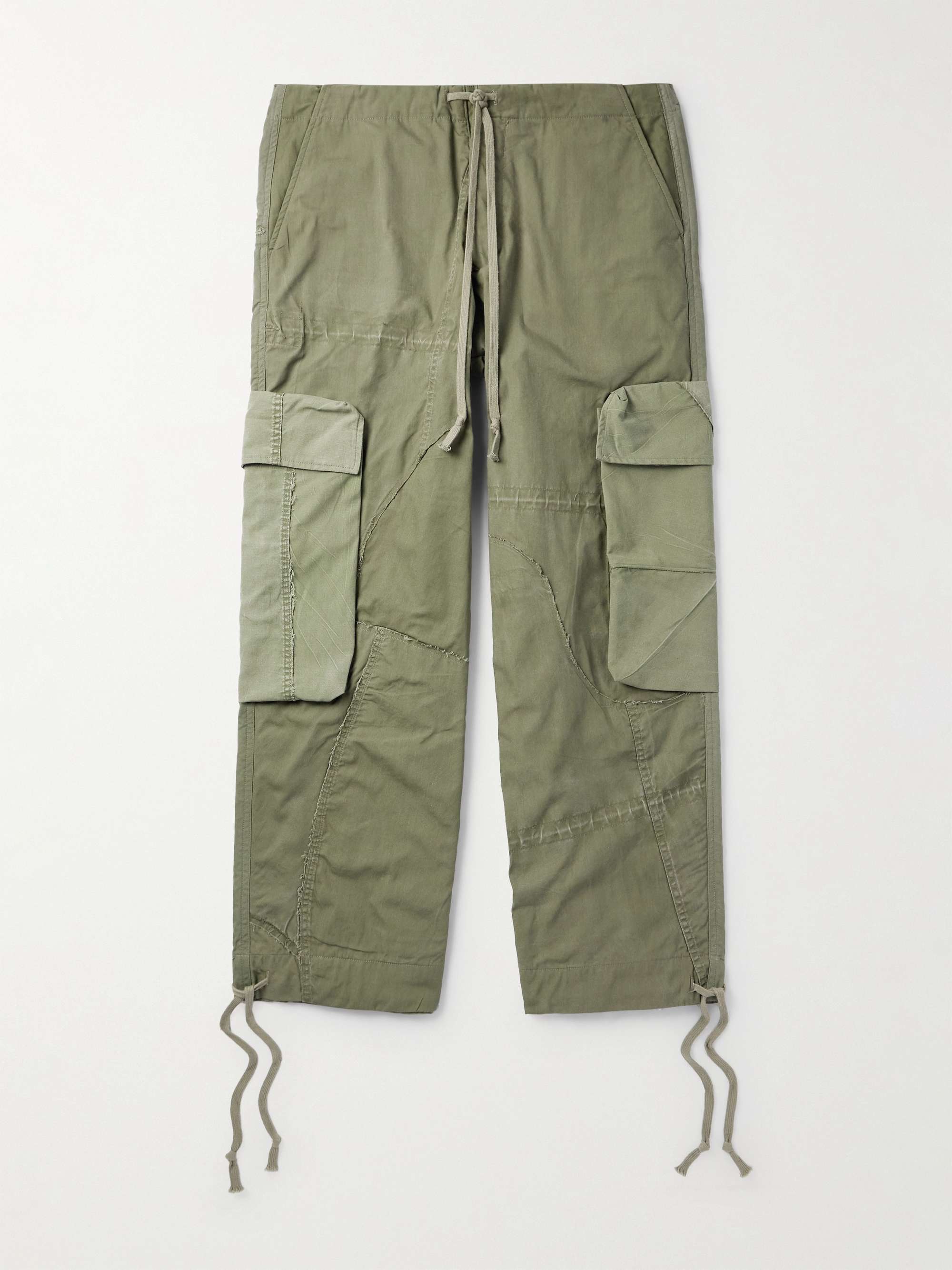 Wide-Leg Patchwork Cotton-Canvas Drawstring Cargo Trousers hero visual