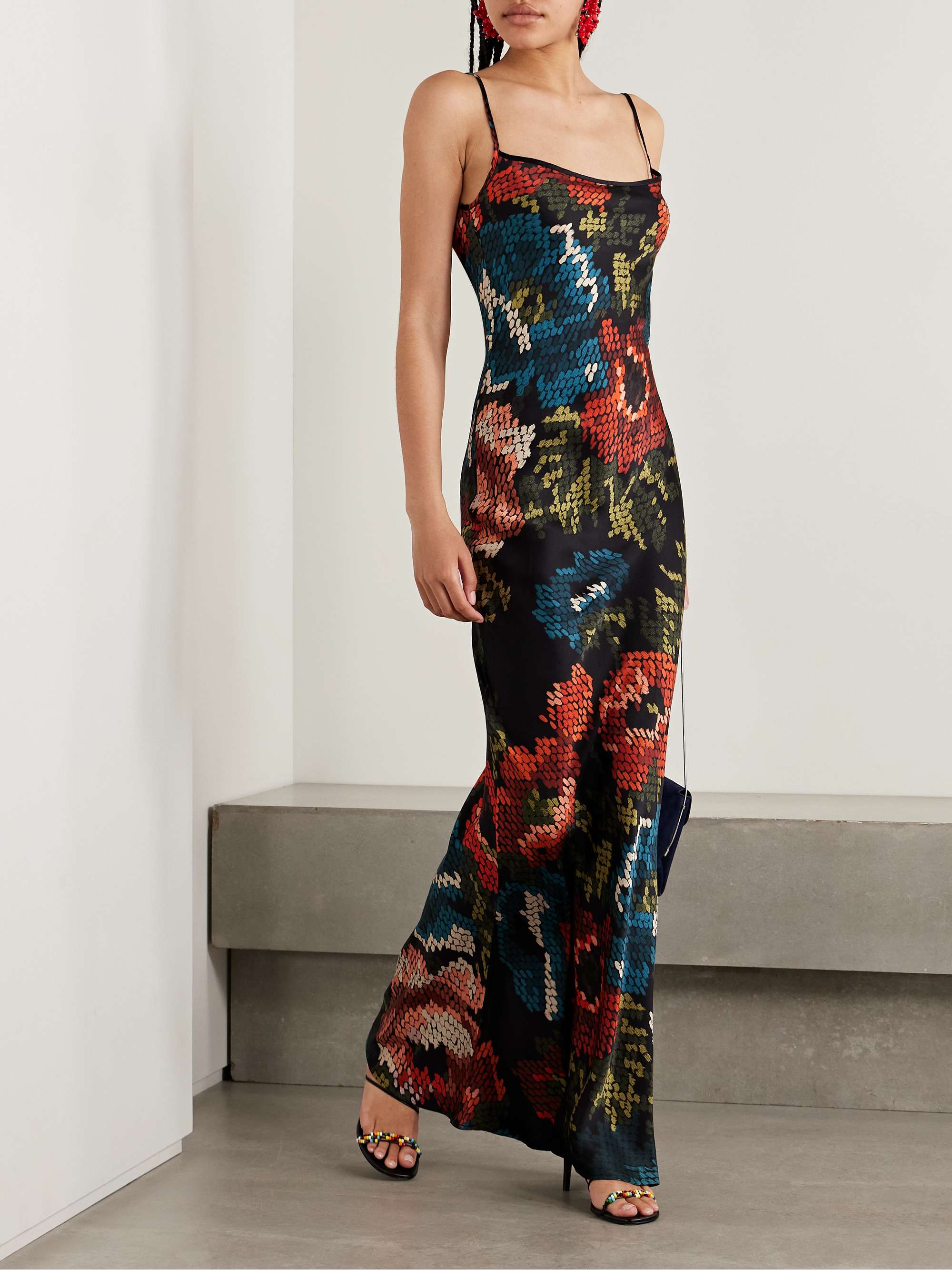 Willow floral-print silk-satin maxi dress view