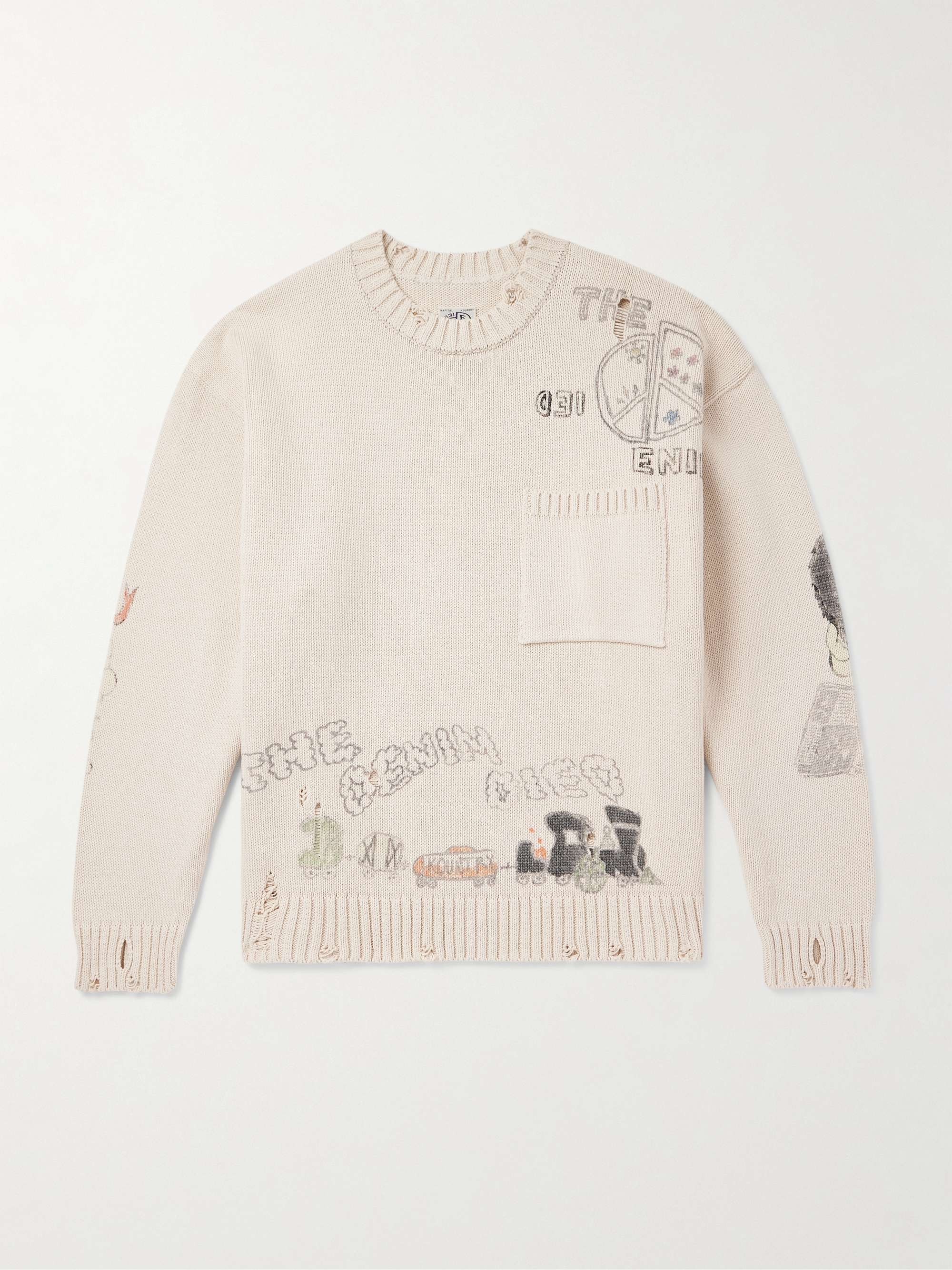 Distressed Printed Cotton Sweater hero visual