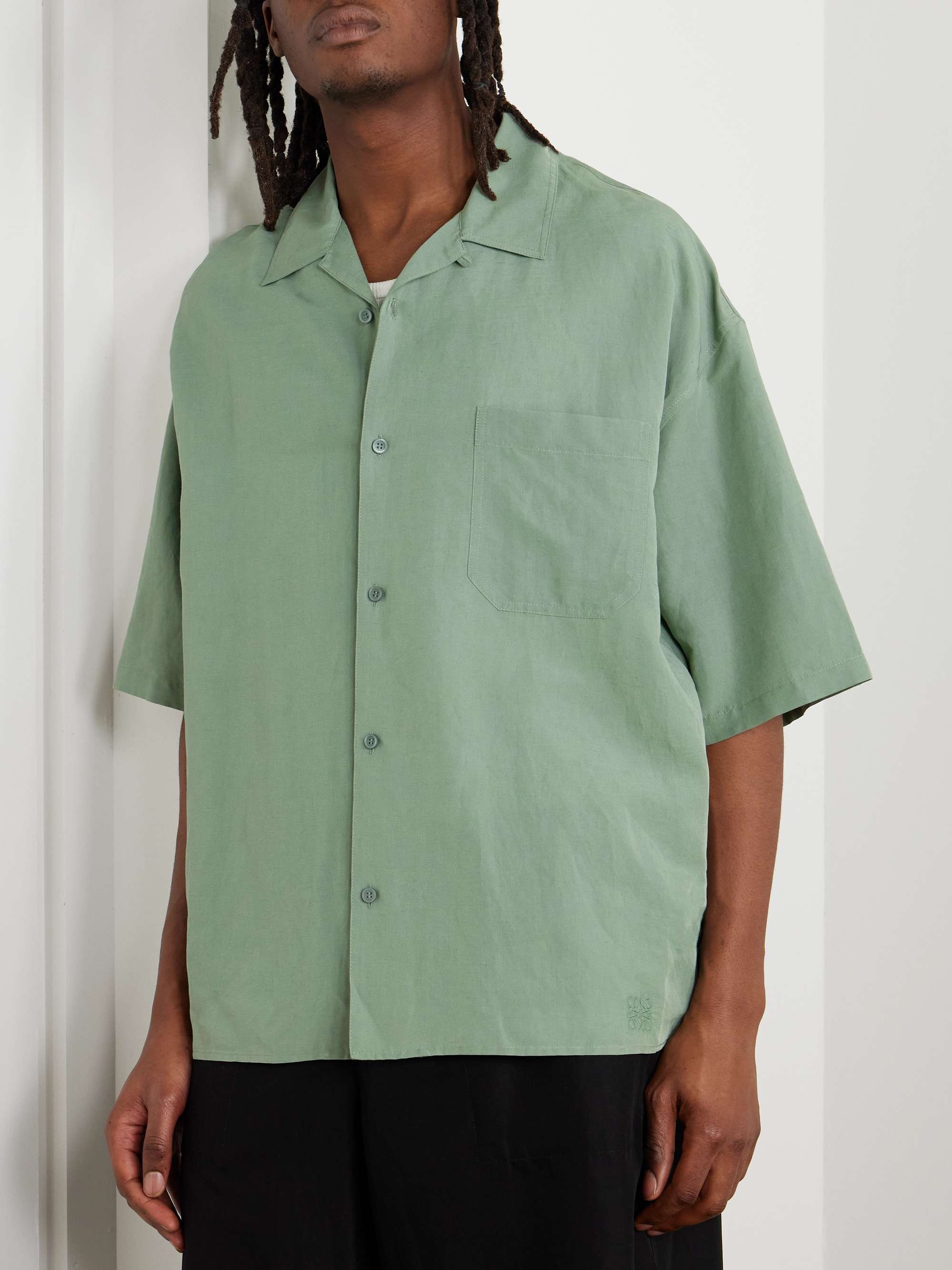 + Paula's Ibiza Oversized Convertible-Collar Logo-Embroidered Woven Shirt view