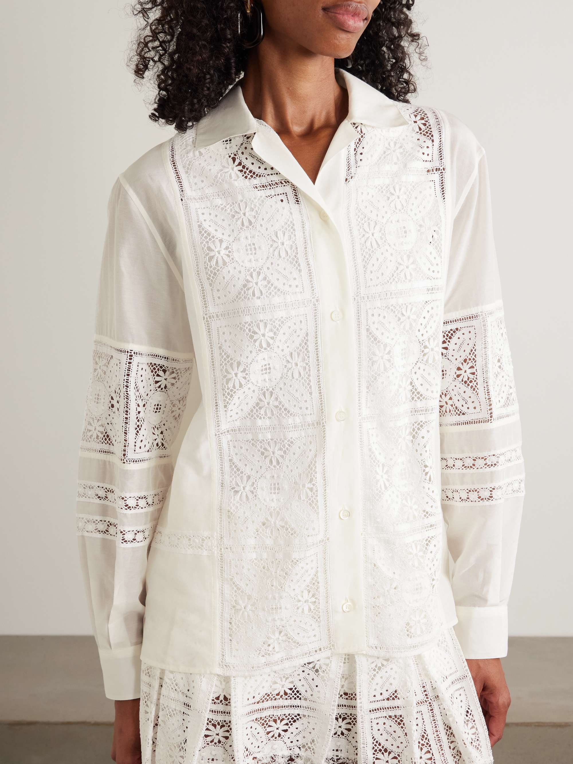 + Paula's Ibiza broderie anglaise cotton and silk-blend shirt view