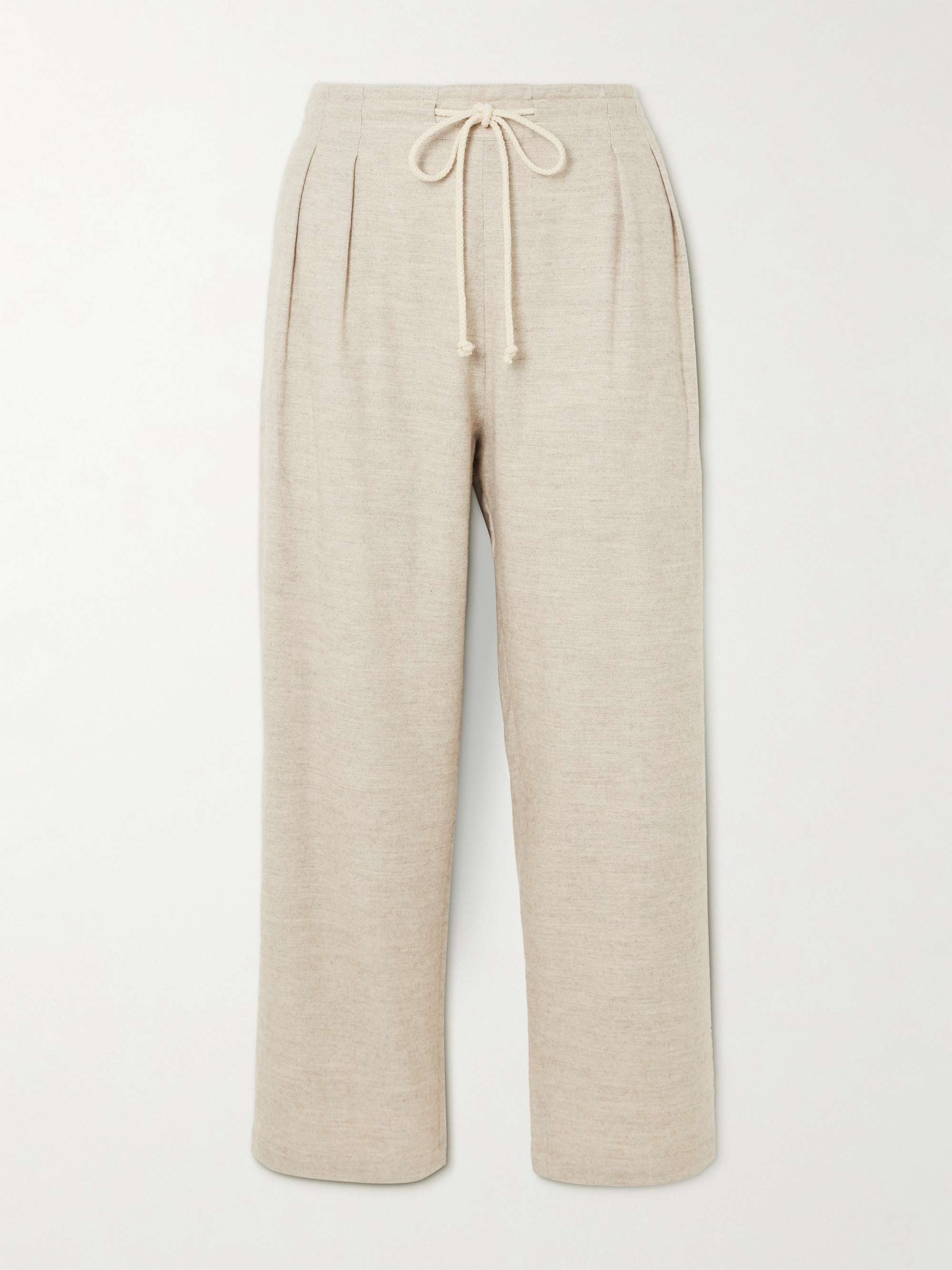 Cosy pleated organic cotton and wool-blend straight-leg pants hero visual