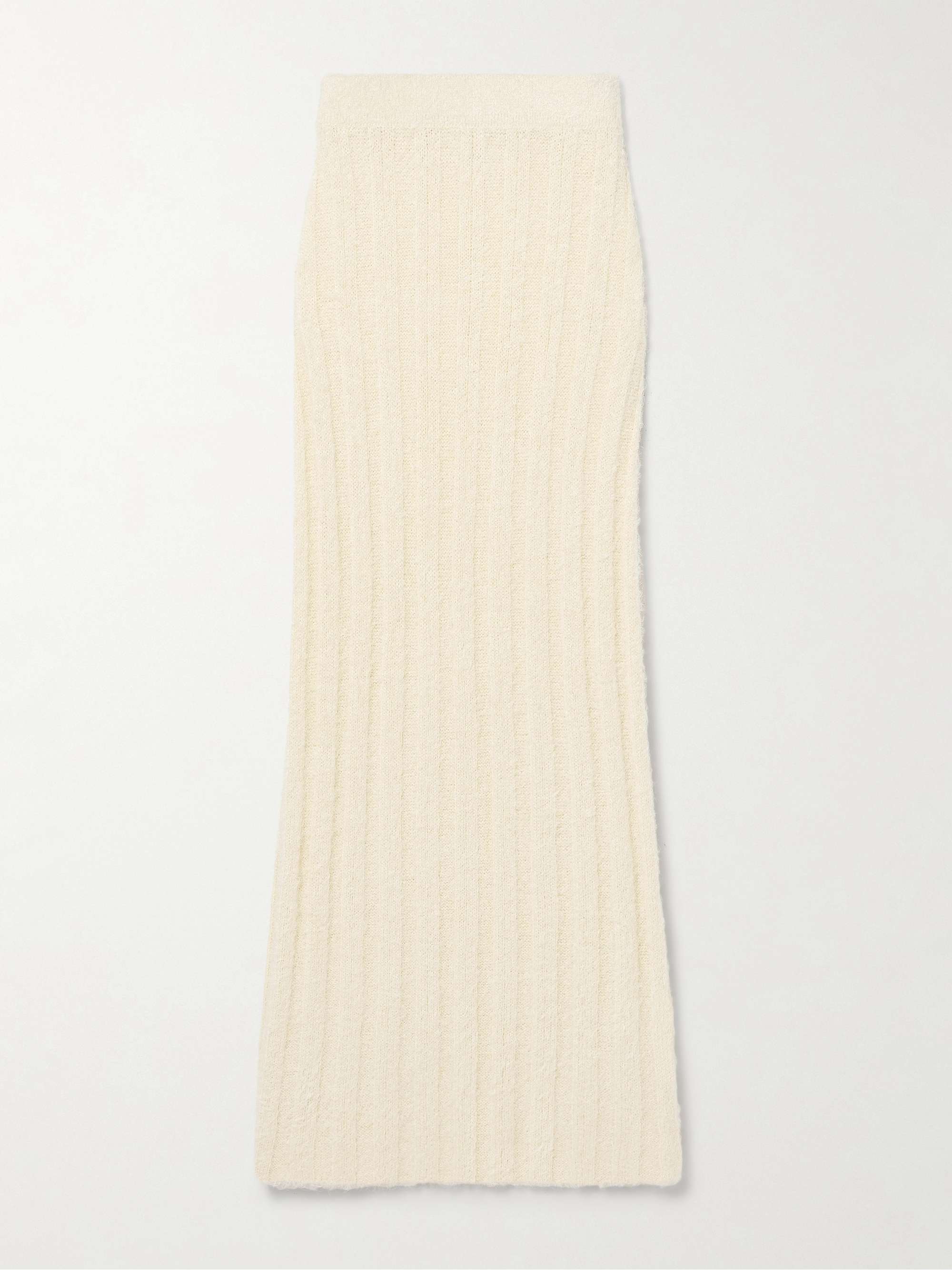 Claire ribbed brushed silk and cashmere-blend midi skirt hero visual