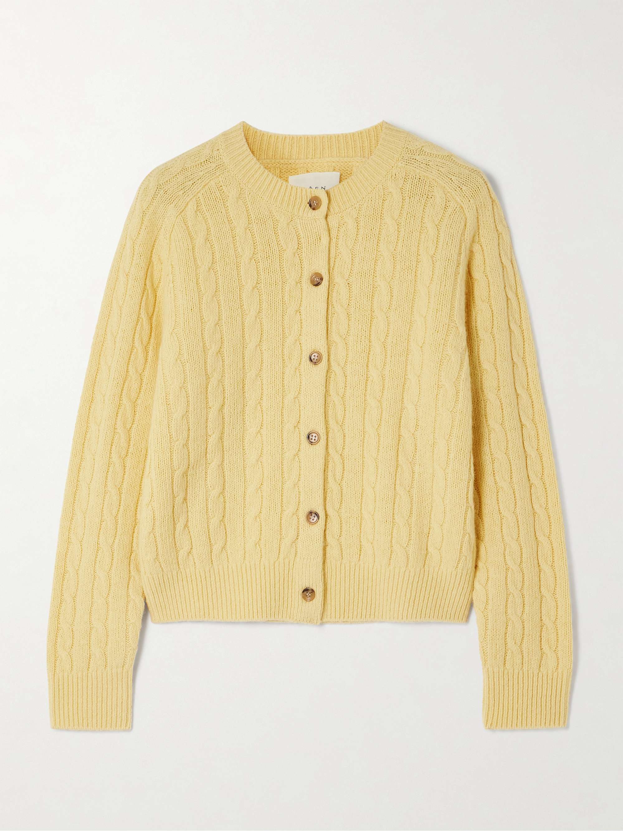 Penrose cable-knit wool, cotton and linen-blend cardigan hero visual