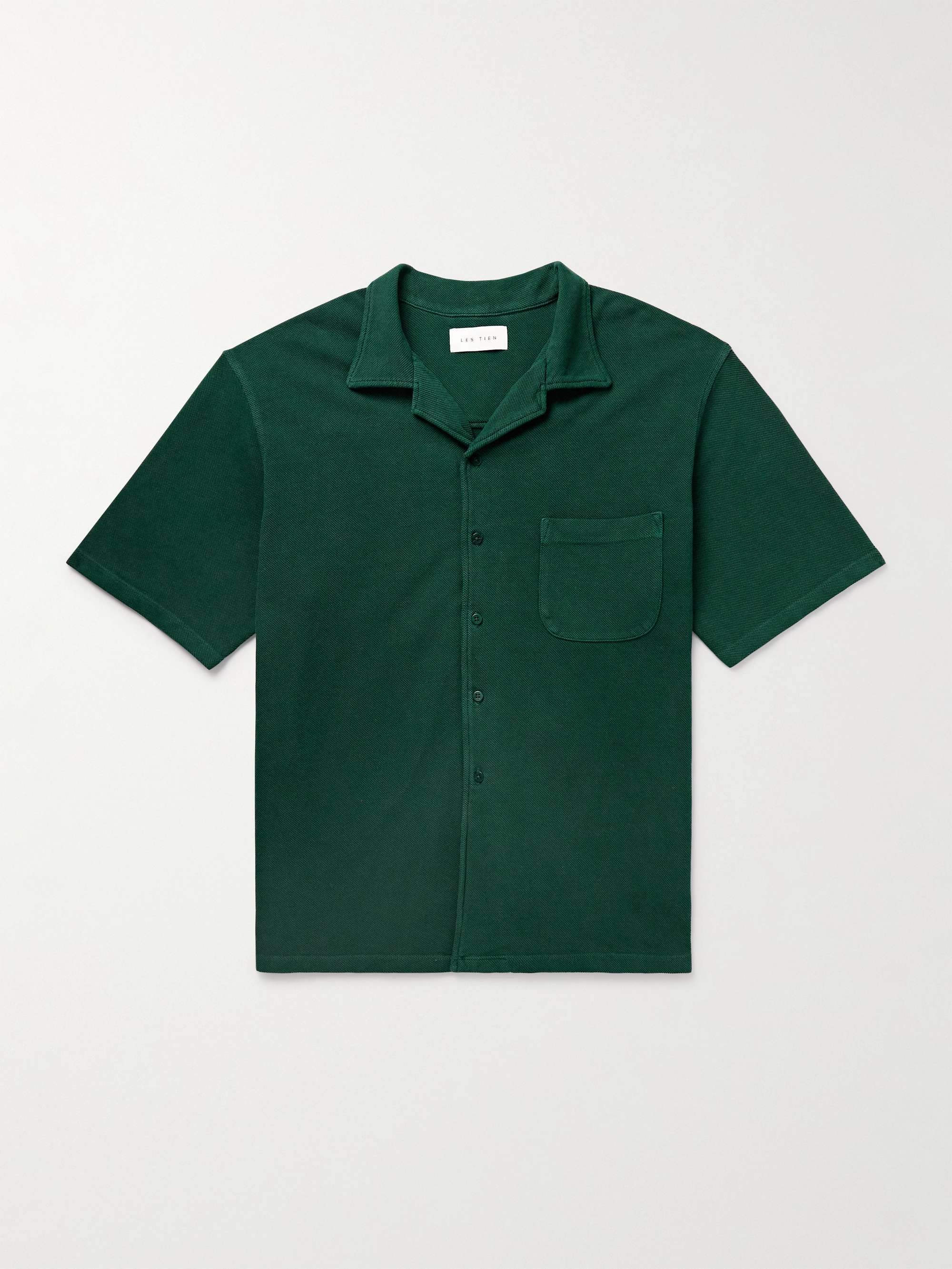 Camp-Collar Garment-Dyed Cotton-Piqué Shirt hero visual