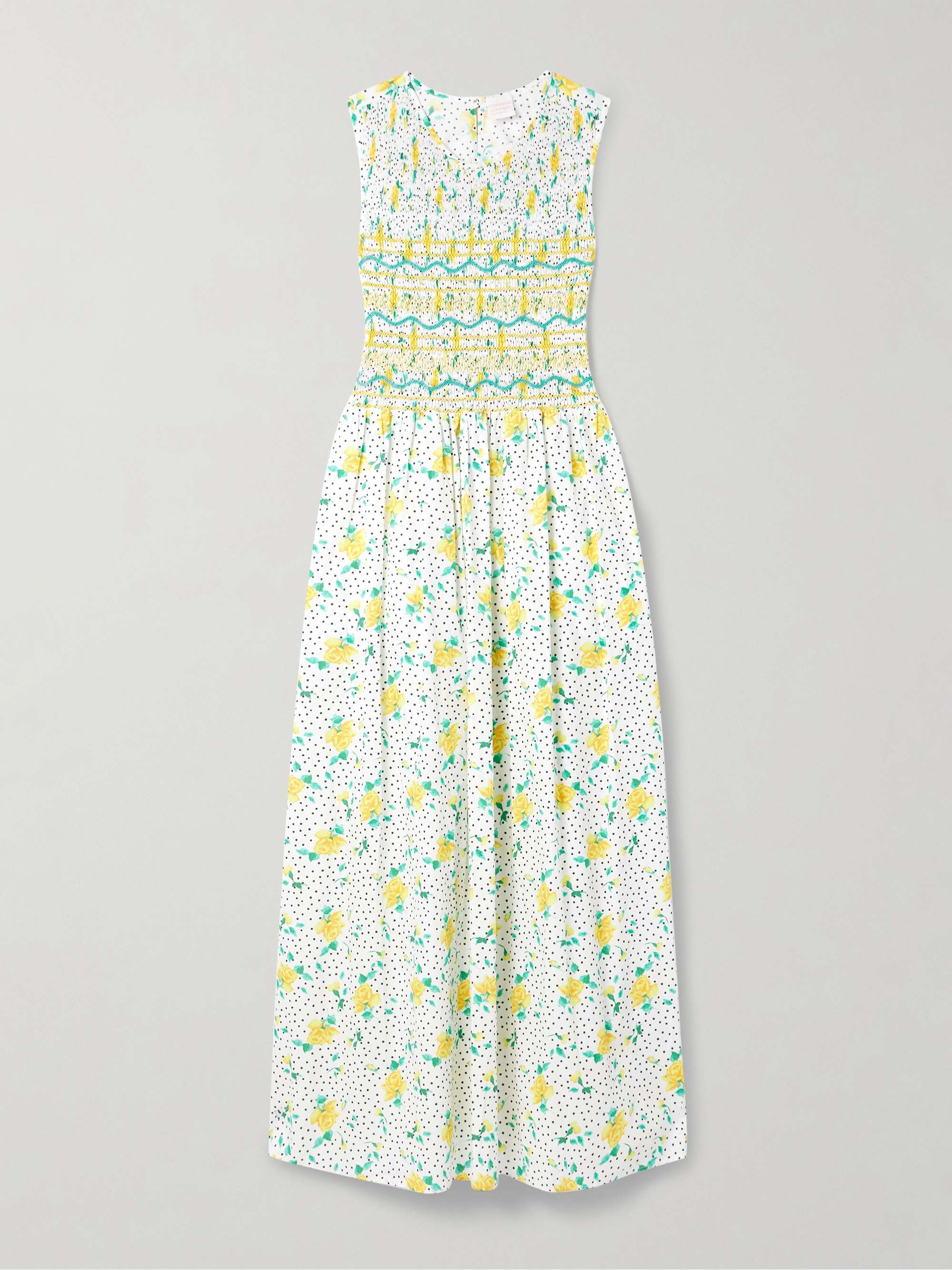 Gioia smocked printed cotton-voile midi dress hero visual