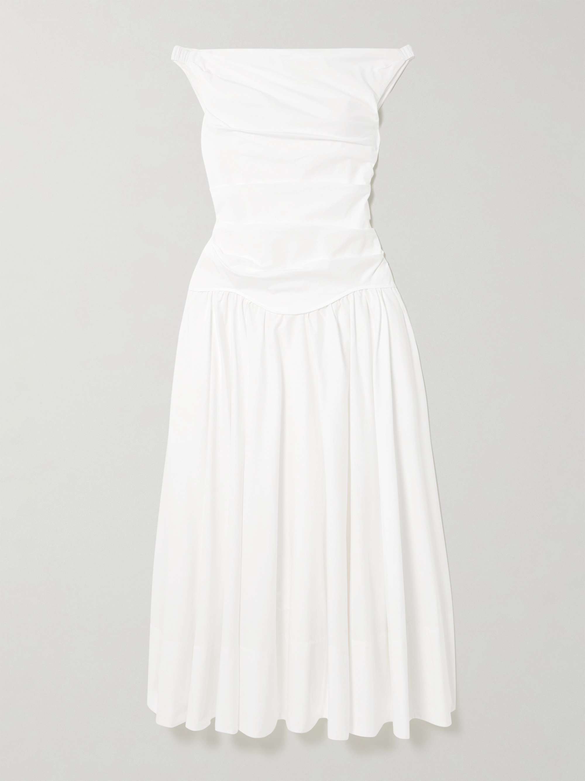 Cersei off-the-shoulder draped cotton-blend poplin midi dress hero visual