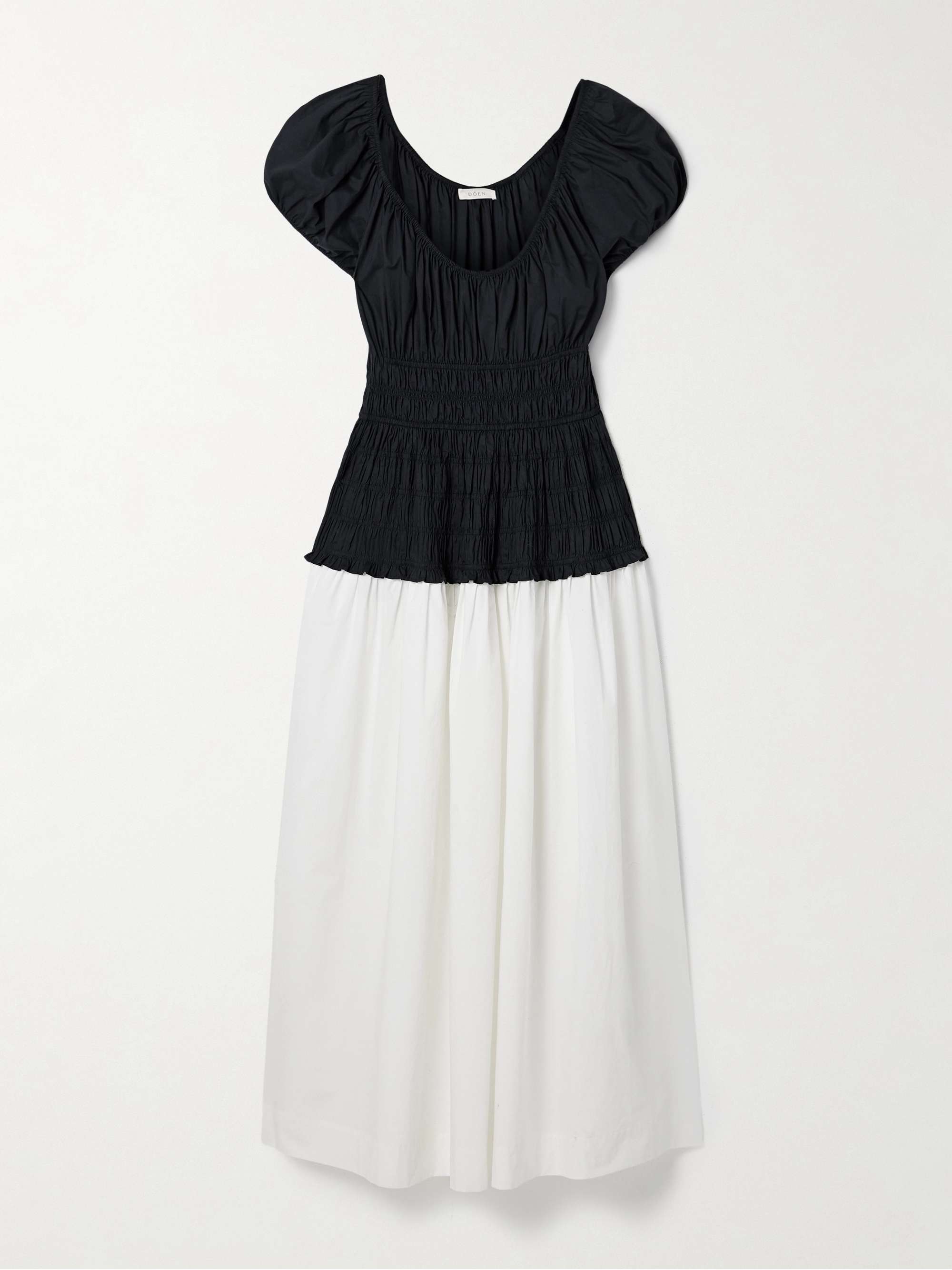 Enya two-tone ruched organic cotton-poplin midi dress hero visual