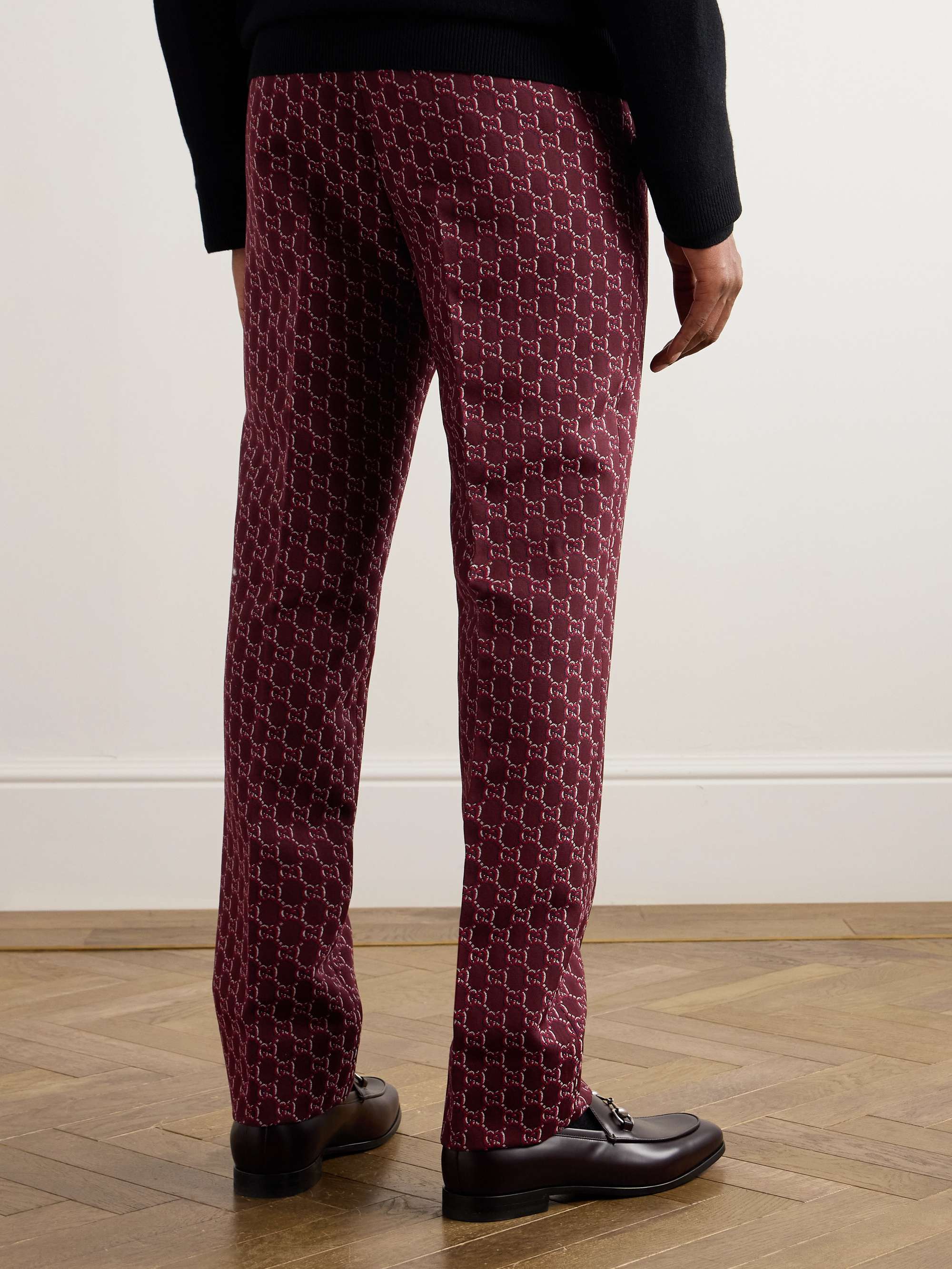 Straight-Leg Wool-Jacquard Trousers view