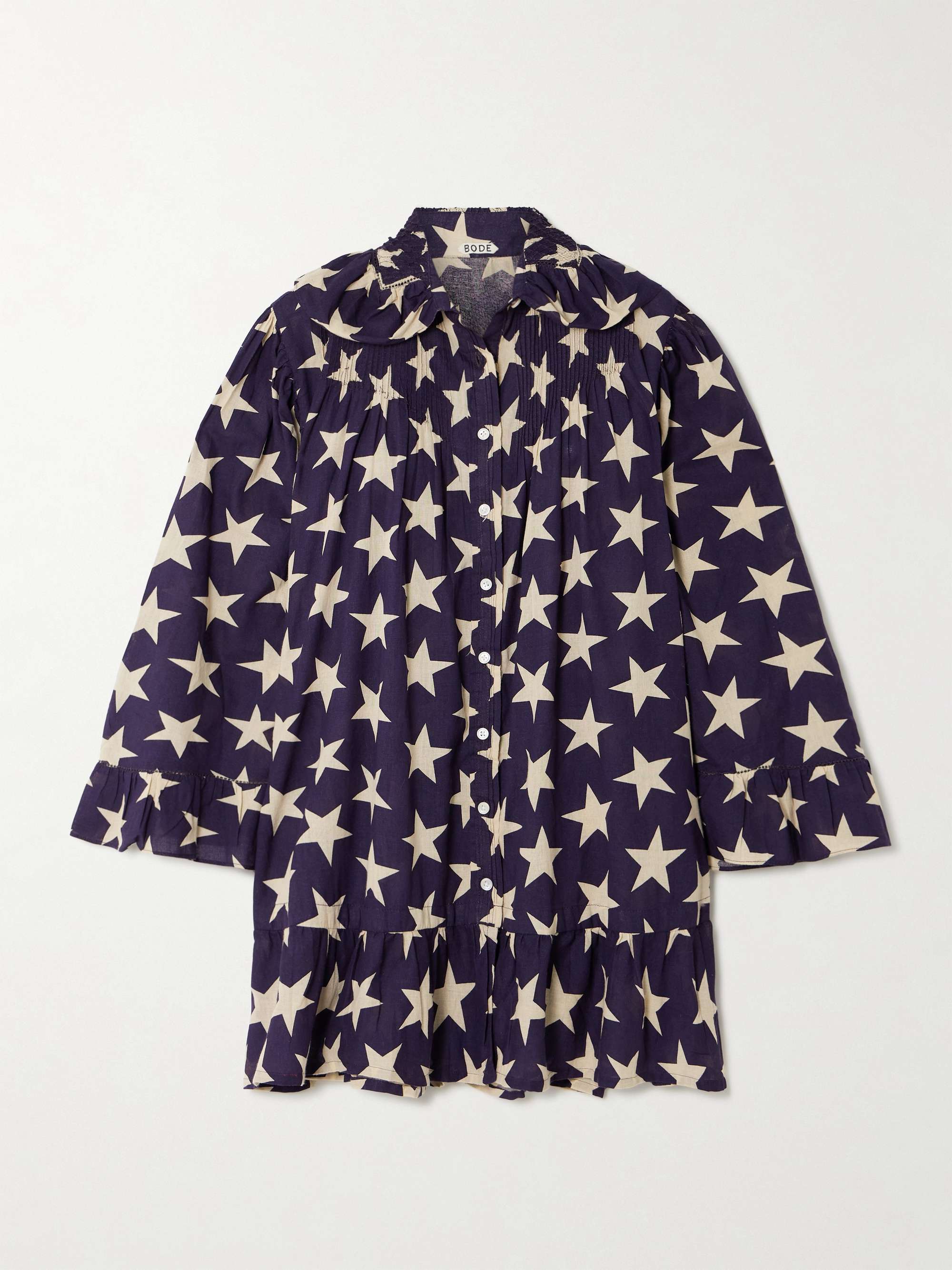 Pintucked printed cotton-voile mini dress hero visual
