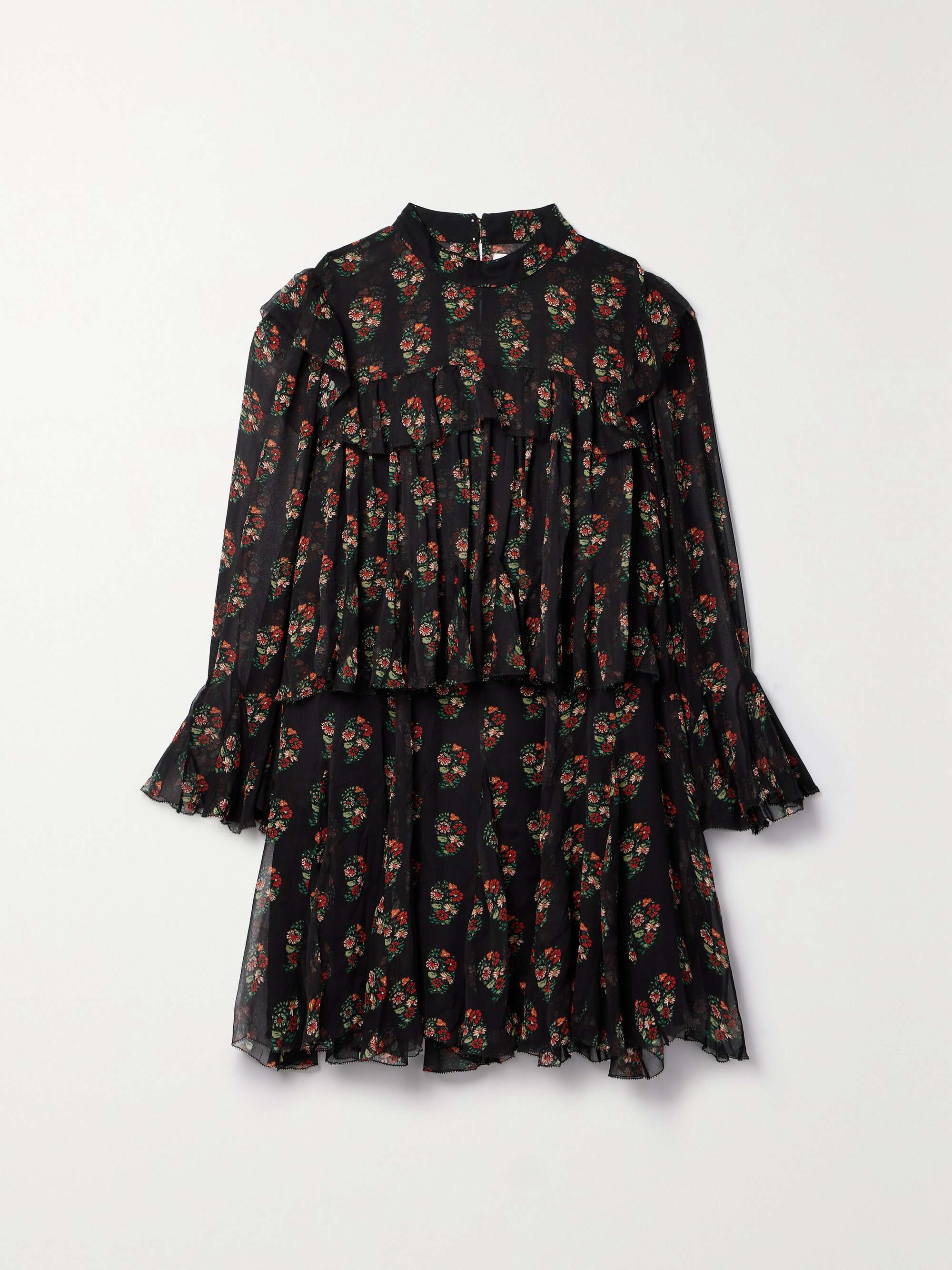 Alette ruffled tiered floral-print silk-georgette mini dress hero visual