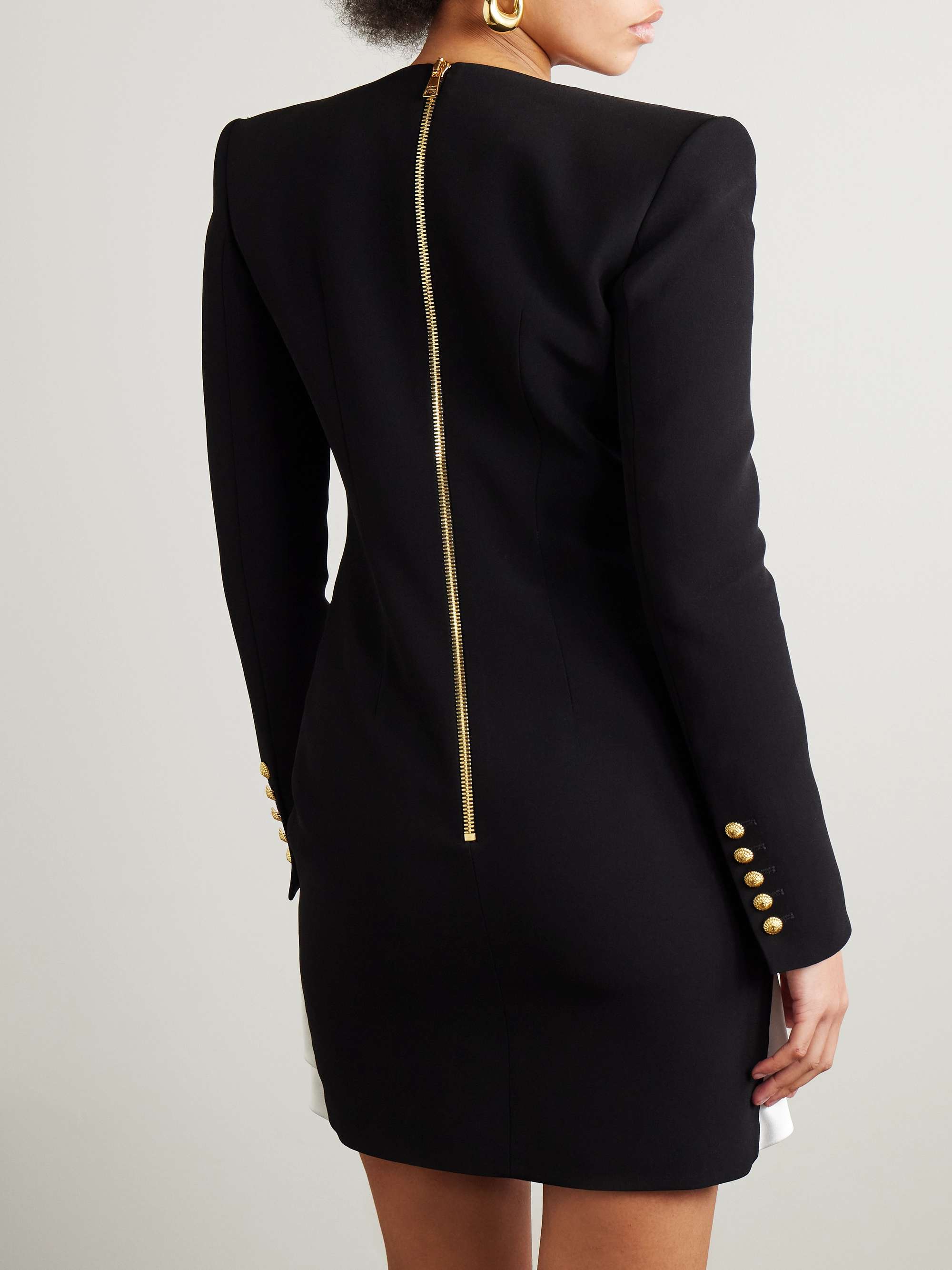 Two-tone asymmetric crepe and pleated satin mini dress view