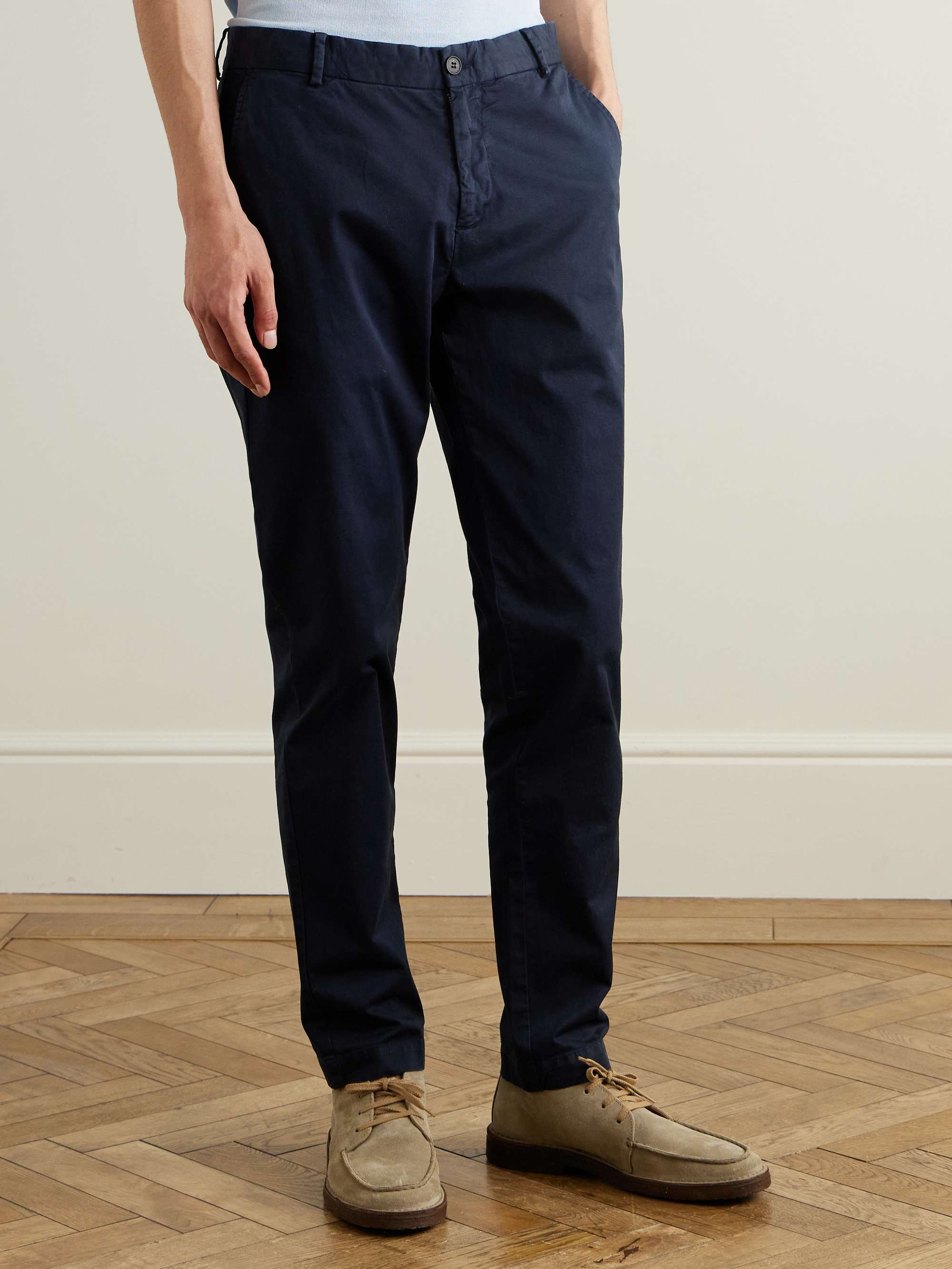Straight-Leg Garment-Dyed Cotton-Blend Twill Chinos view
