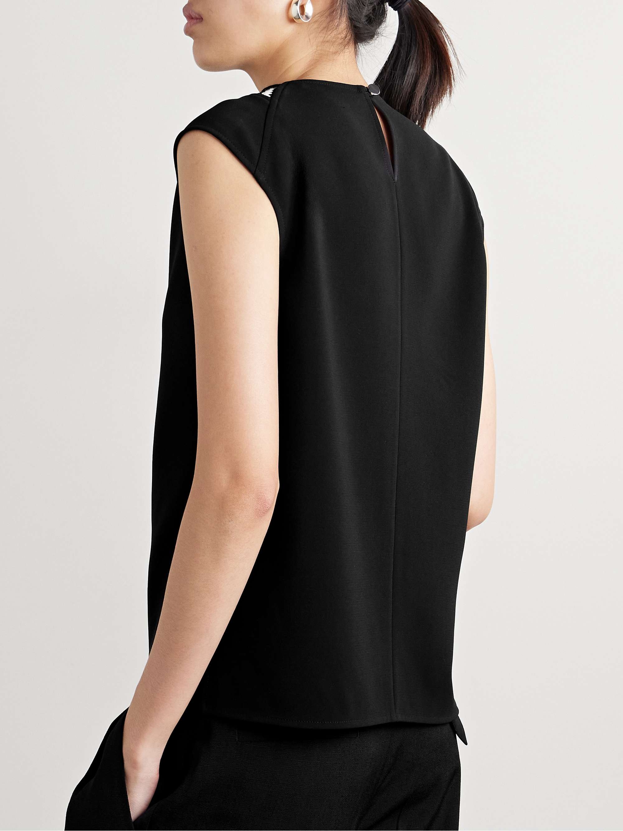 Prescott striped knitted and crepe tank view