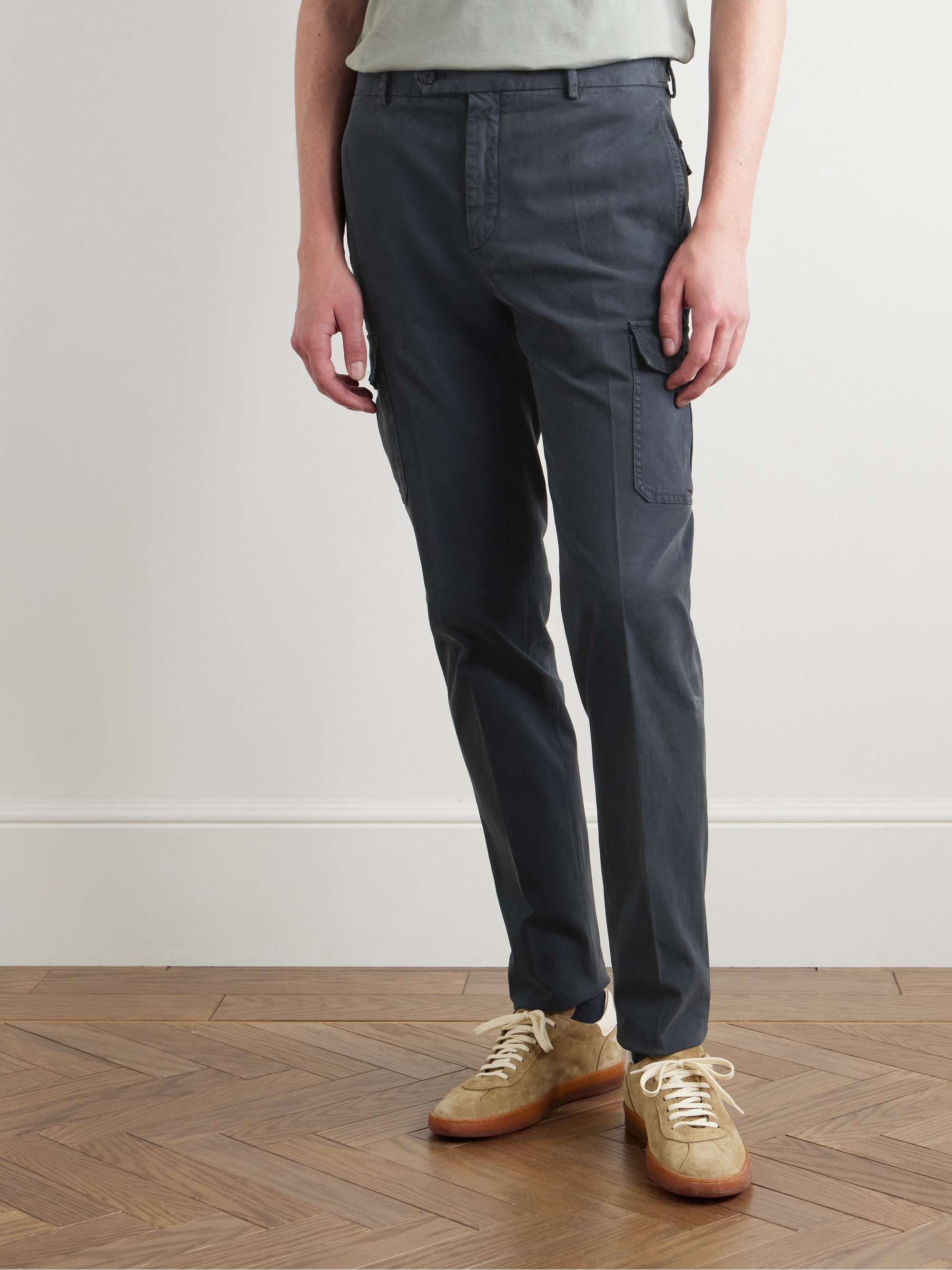Venezia 1951 Slim-Fit Tapered Garment-Dyed Cotton-Blend Twill Cargo Trousers view