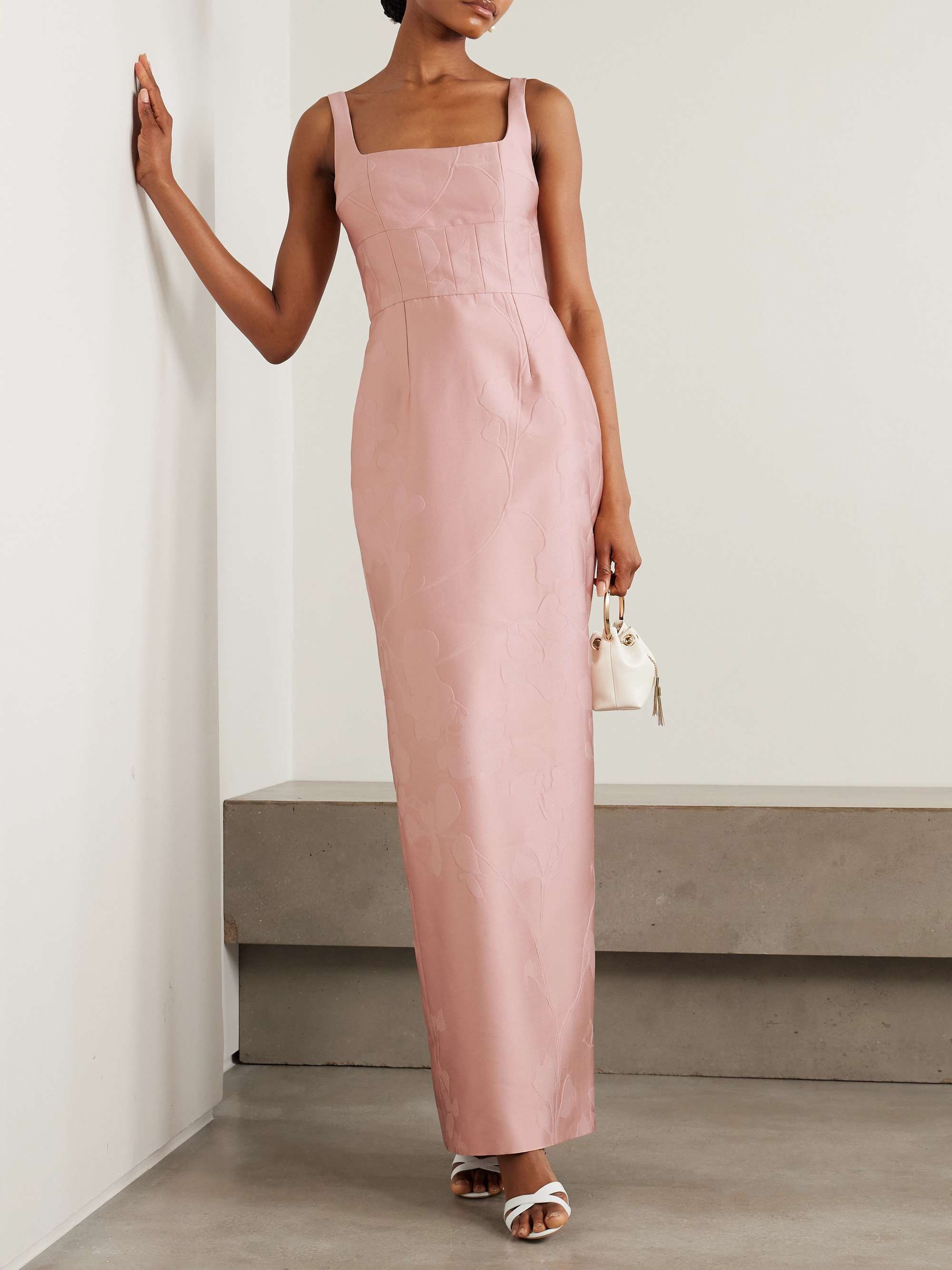 Megara paneled cloqué maxi dress view